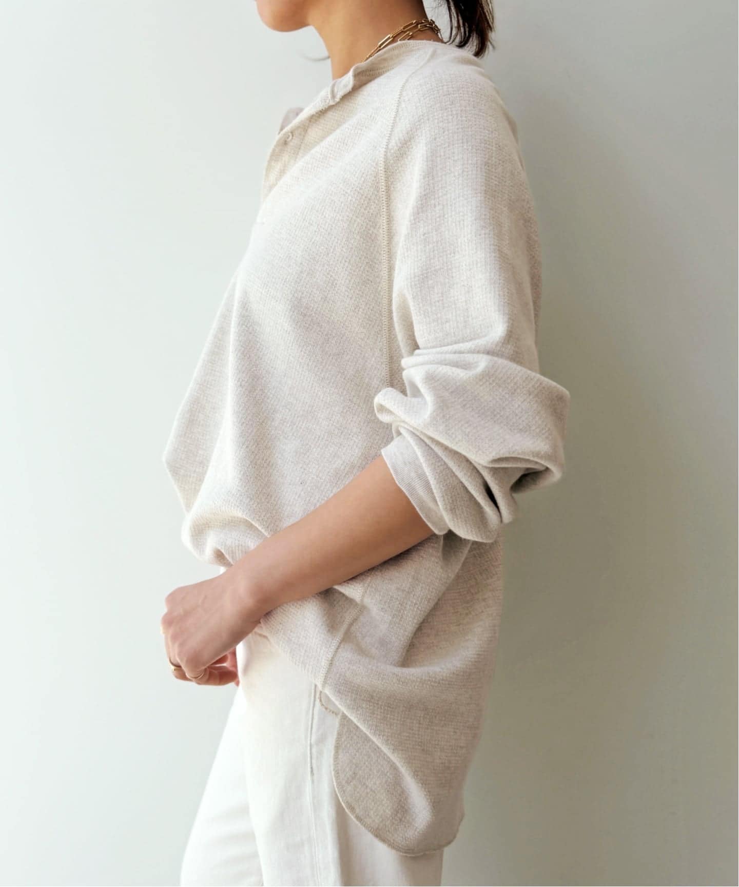 REMI RELIEF/レミ レリーフ】 W TUCK HENLEY NECK LONGSLEEVE TEE（T