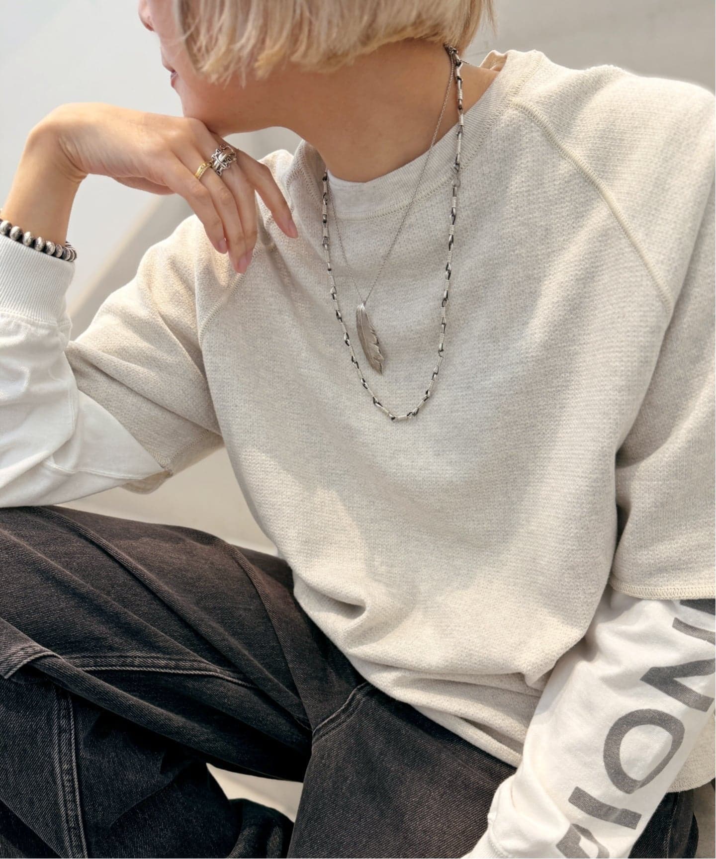 REMI RELIEF/レミ レリーフ】 W TUCK RAGLAN HALF SLEEVE TEE（Tシャツ