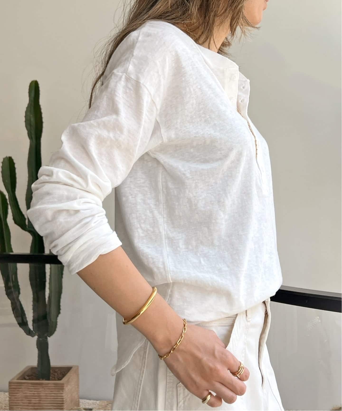 GOOD GRIEF!/グッド グリーフ】 ROUGH-COT HENLEY NECK TOP（Tシャツ