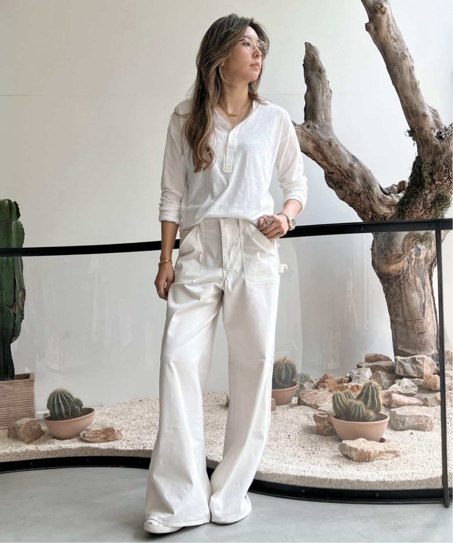GOOD GRIEF!/グッド グリーフ】 ROUGH-COT HENLEY NECK TOP（Tシャツ