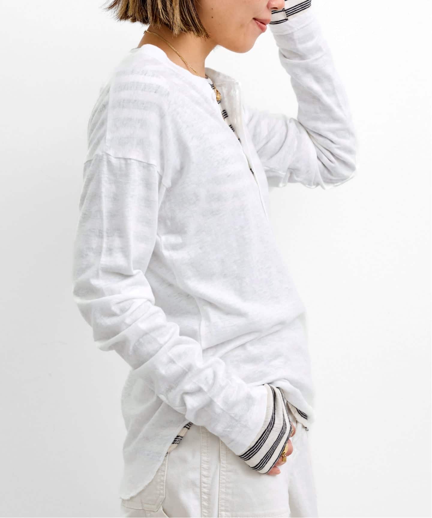GOOD GRIEF!/グッド グリーフ】 ROUGH-COT HENLEY NECK TOP（Tシャツ