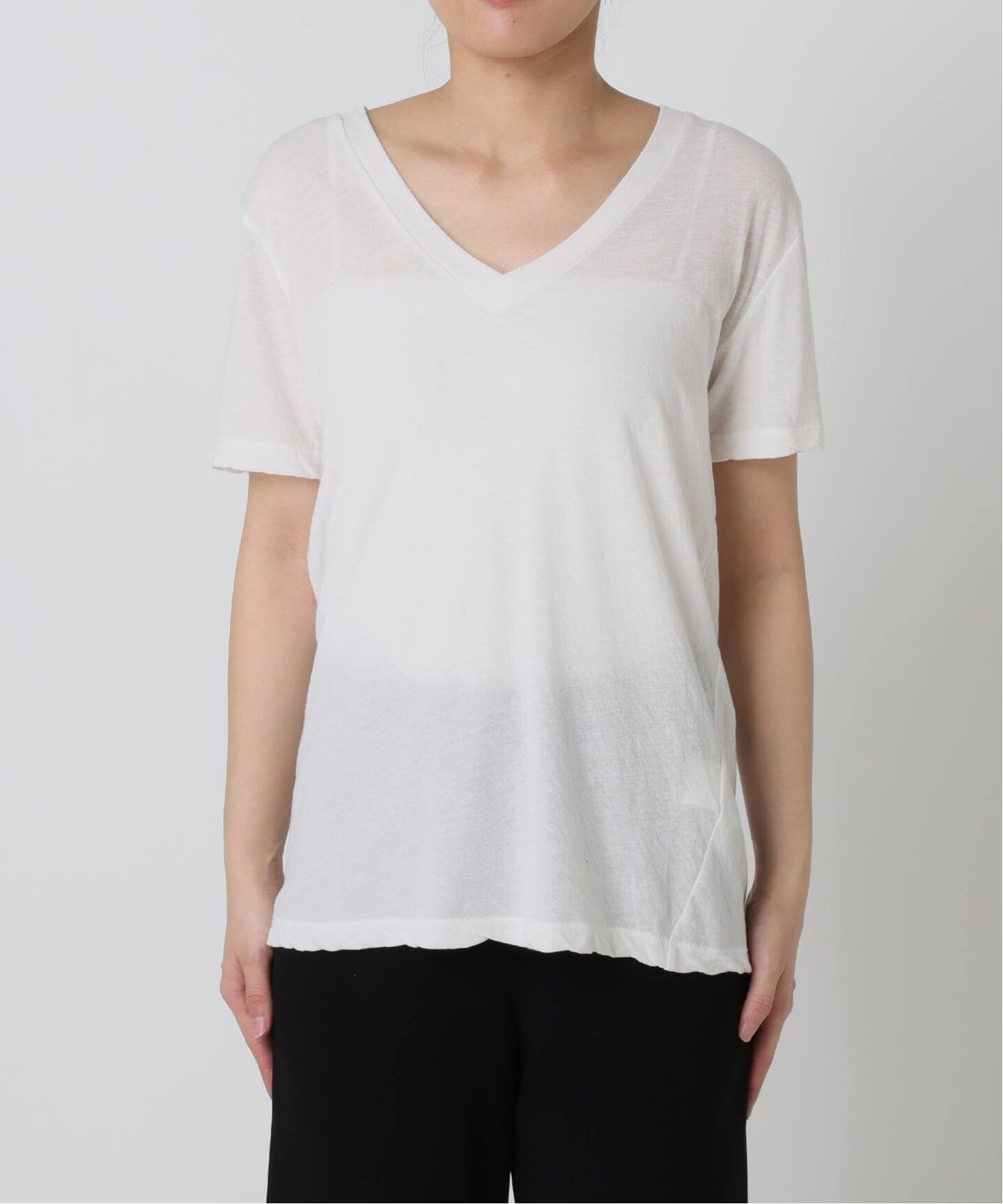 予約》コットンリネンVネックTシャツ（Tシャツ／カットソー）｜AP