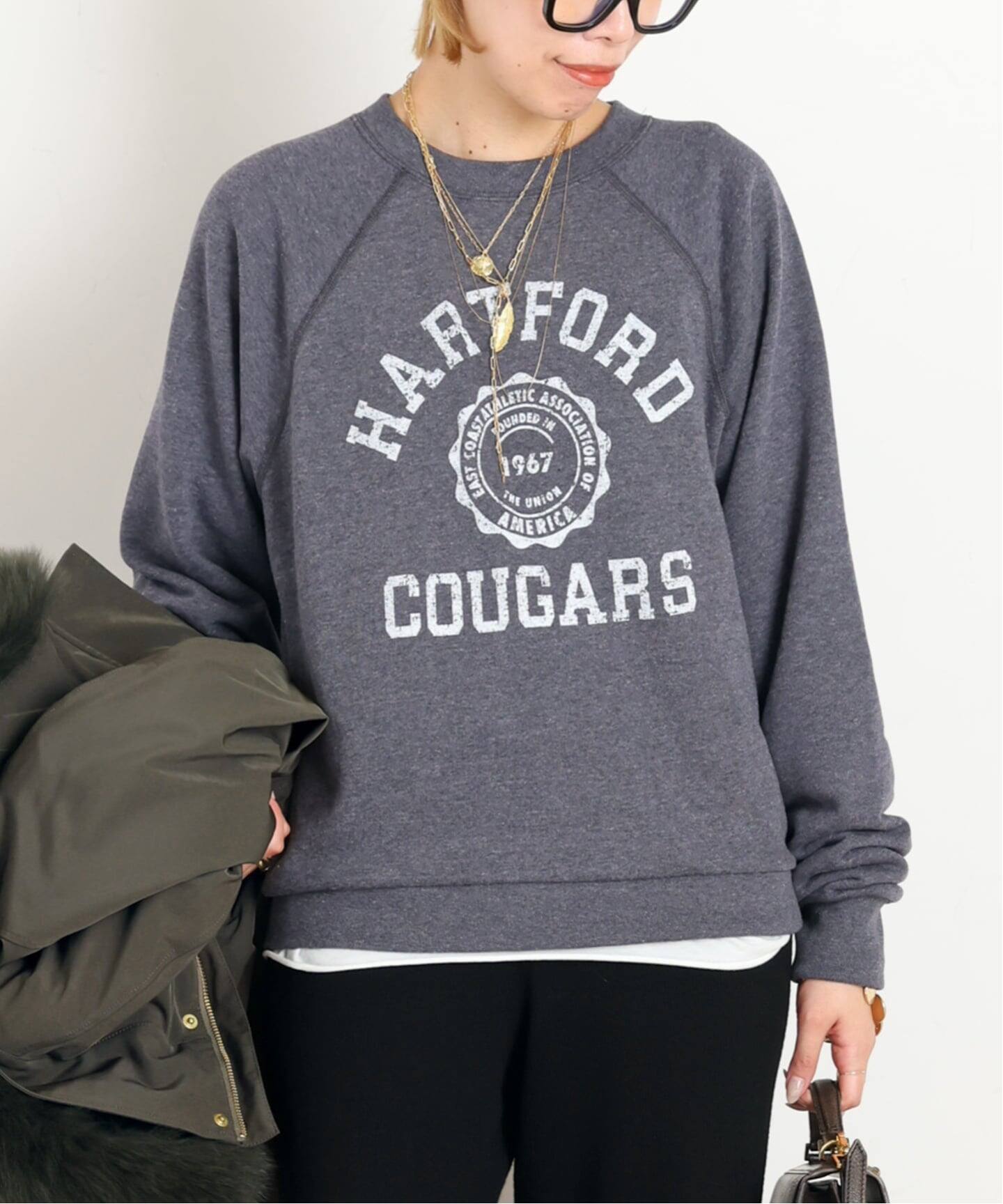 トップス AP STUDIO PRINT SWEAT PULLOVER 予約》college print sweat Pullover（スウェット）｜AP STUDIO