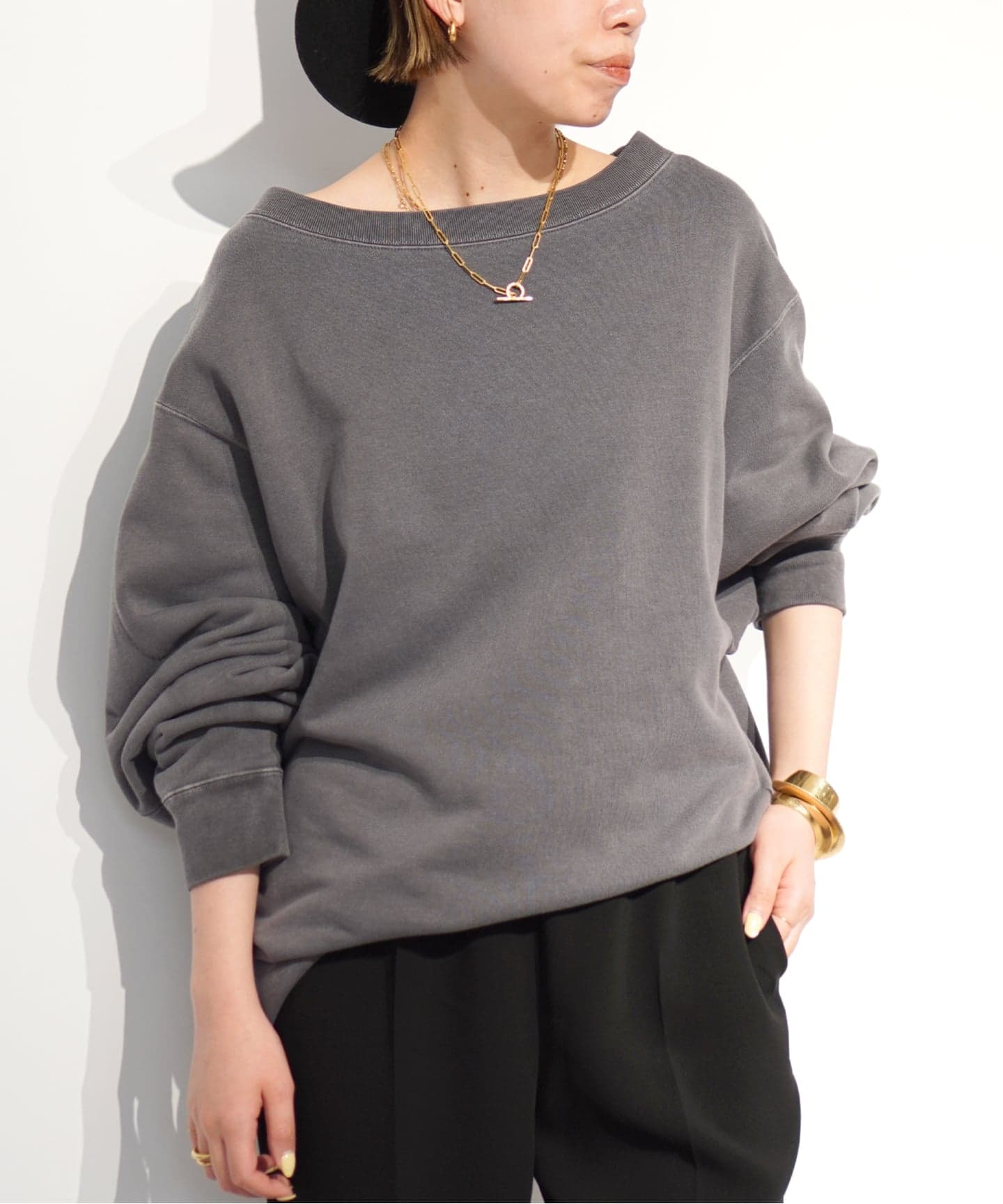 ヴィンテージオフショルダープルオーバー（Tシャツ／カットソー）｜AP