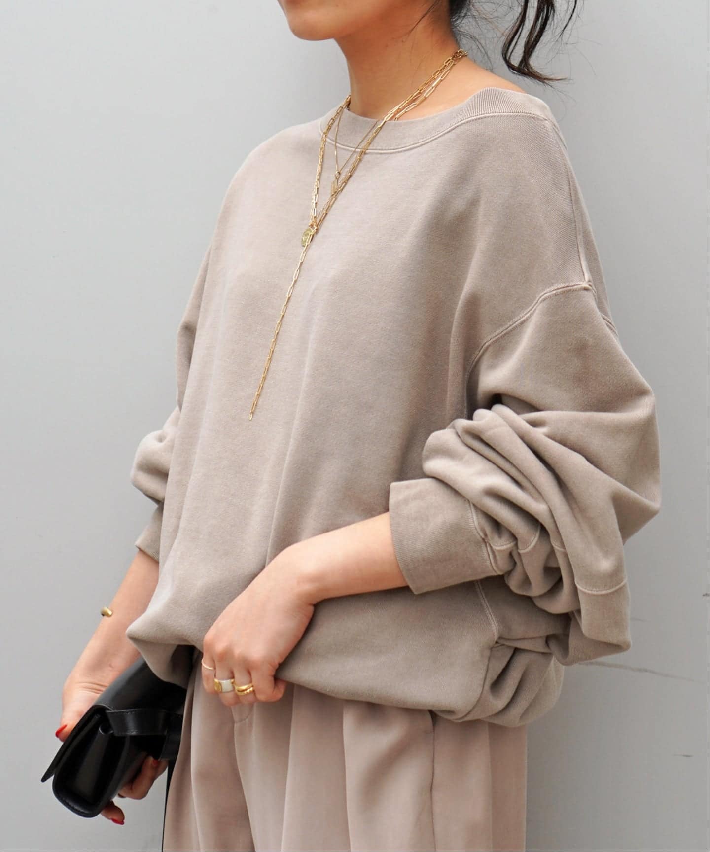 AP STUDIO 26SS ヴィンテージオフショルダープルオーバーベージュ ヴィンテージオフショルダープルオーバー（Tシャツ／カットソー）｜AP