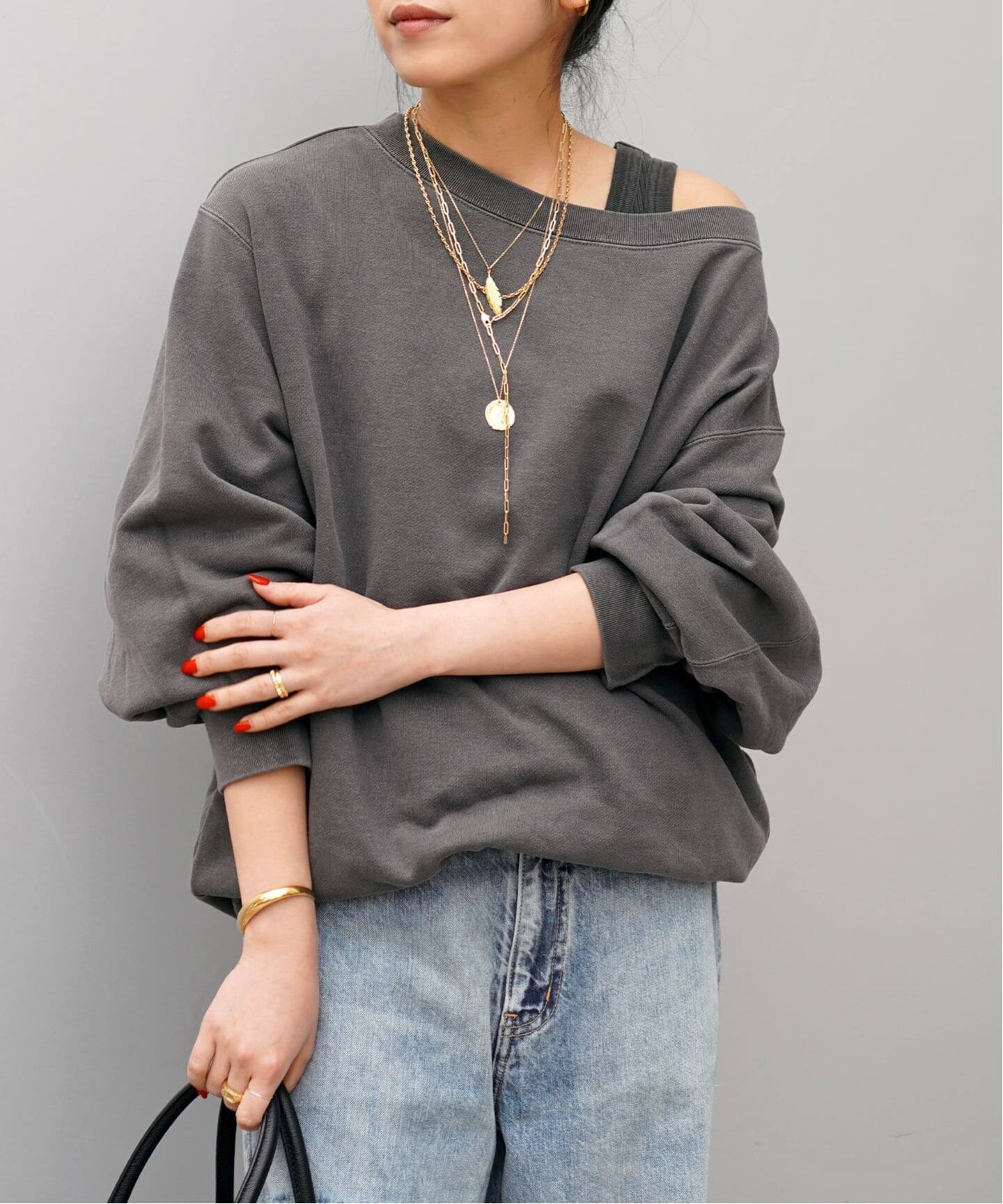 ヴィンテージオフショルダープルオーバー（Tシャツ／カットソー）｜AP