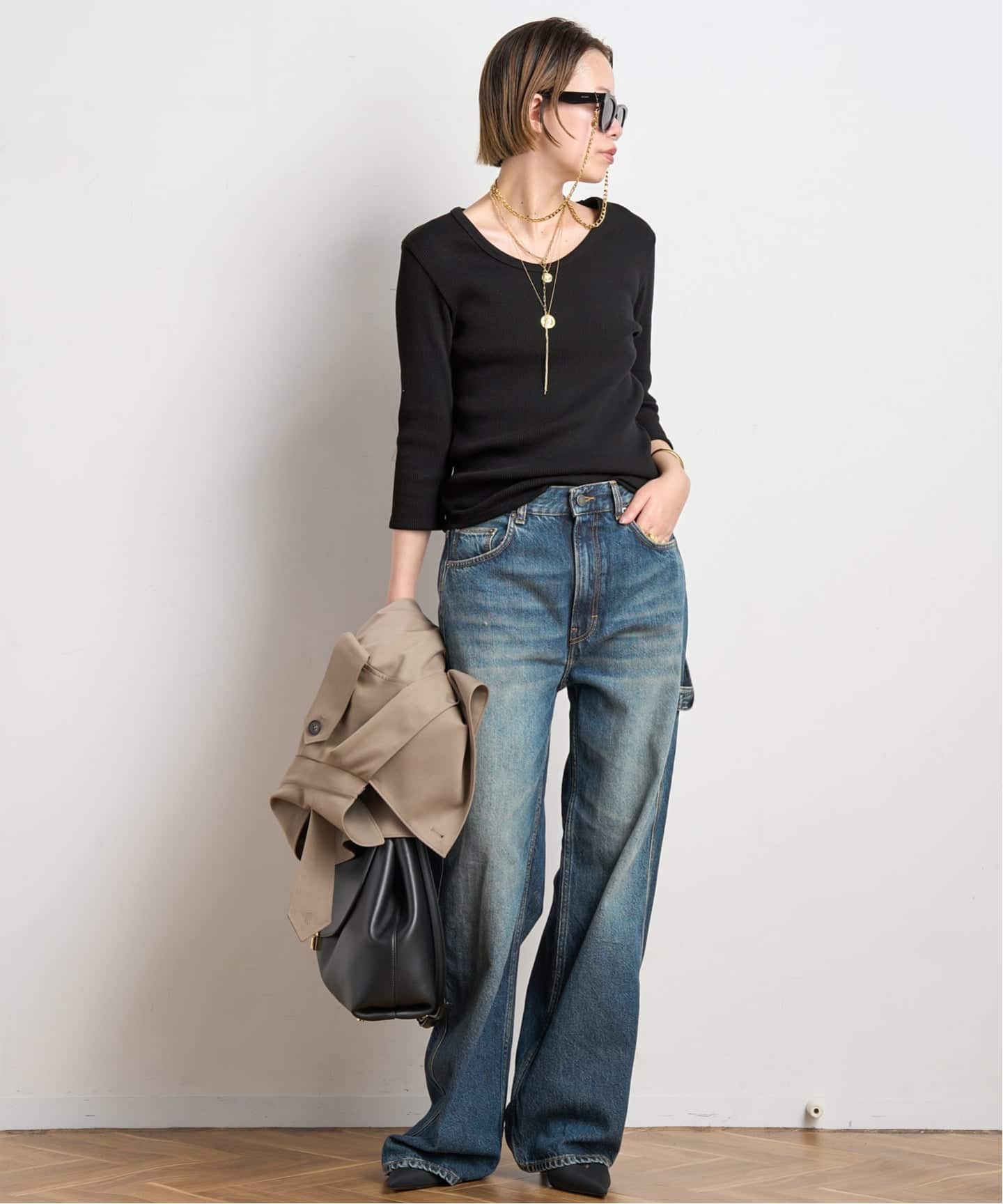 リブUネックプルオーバー（Tシャツ／カットソー）｜AP STUDIO