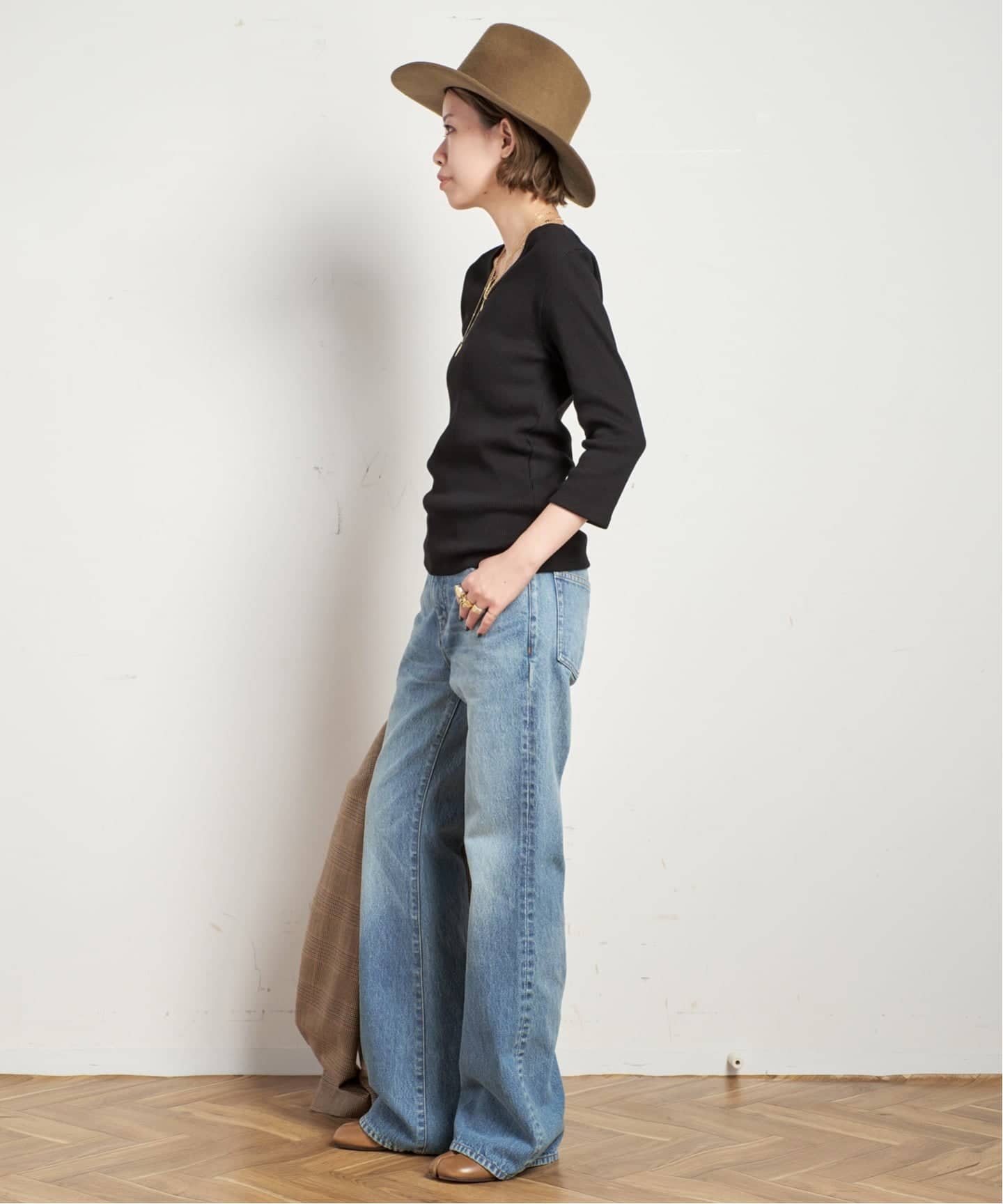 リブUネックプルオーバー（Tシャツ／カットソー）｜AP STUDIO