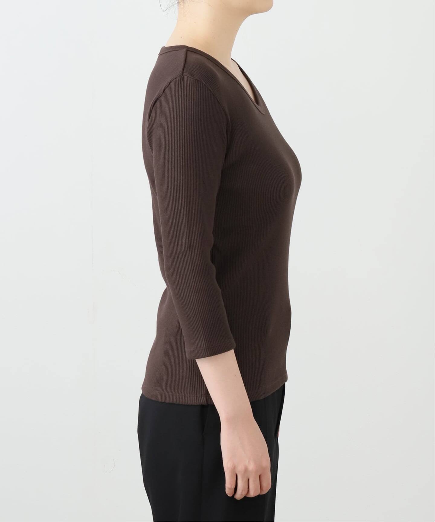 リブUネックプルオーバー（Tシャツ／カットソー）｜AP STUDIO