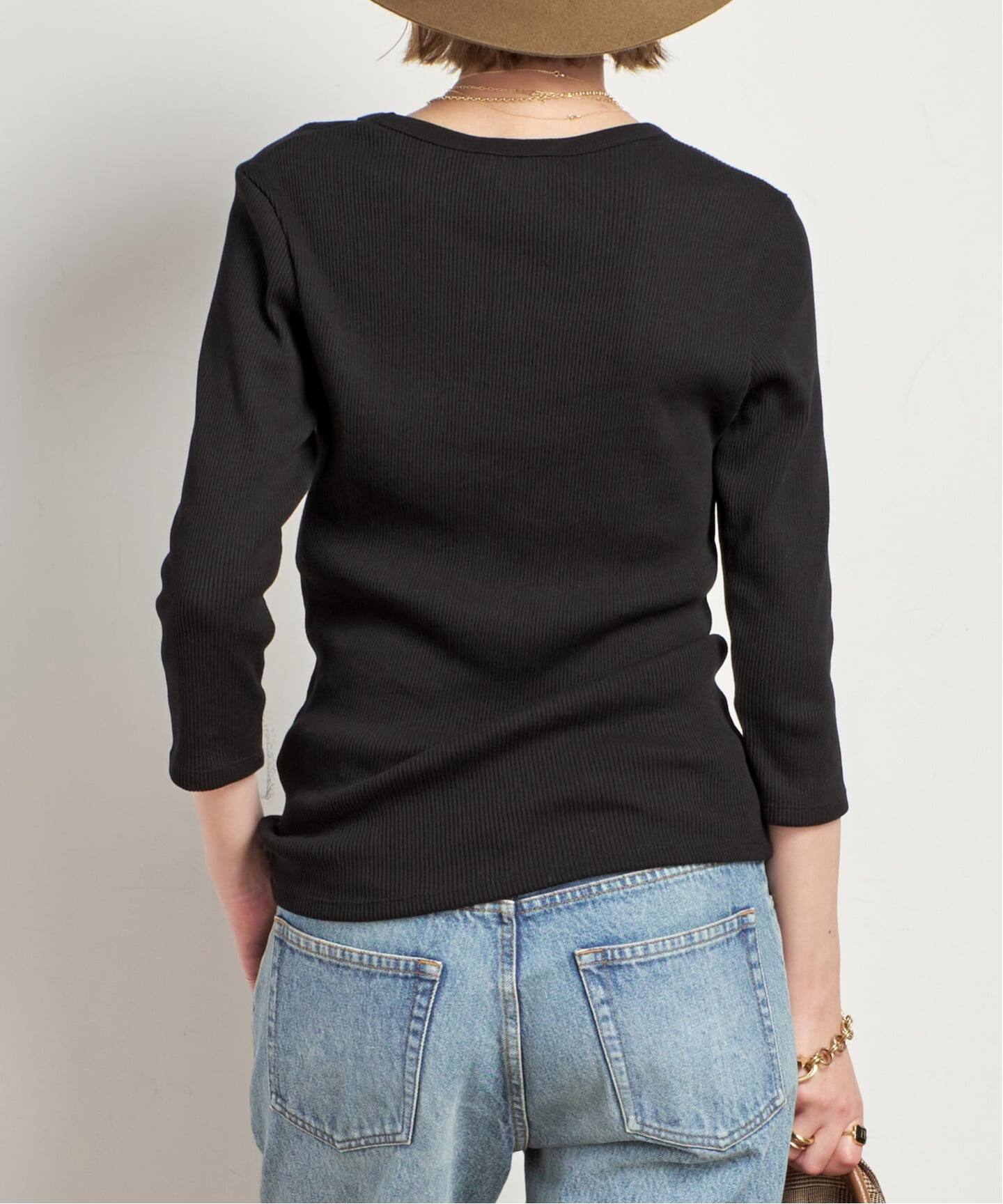 リブUネックプルオーバー（Tシャツ／カットソー）｜AP STUDIO