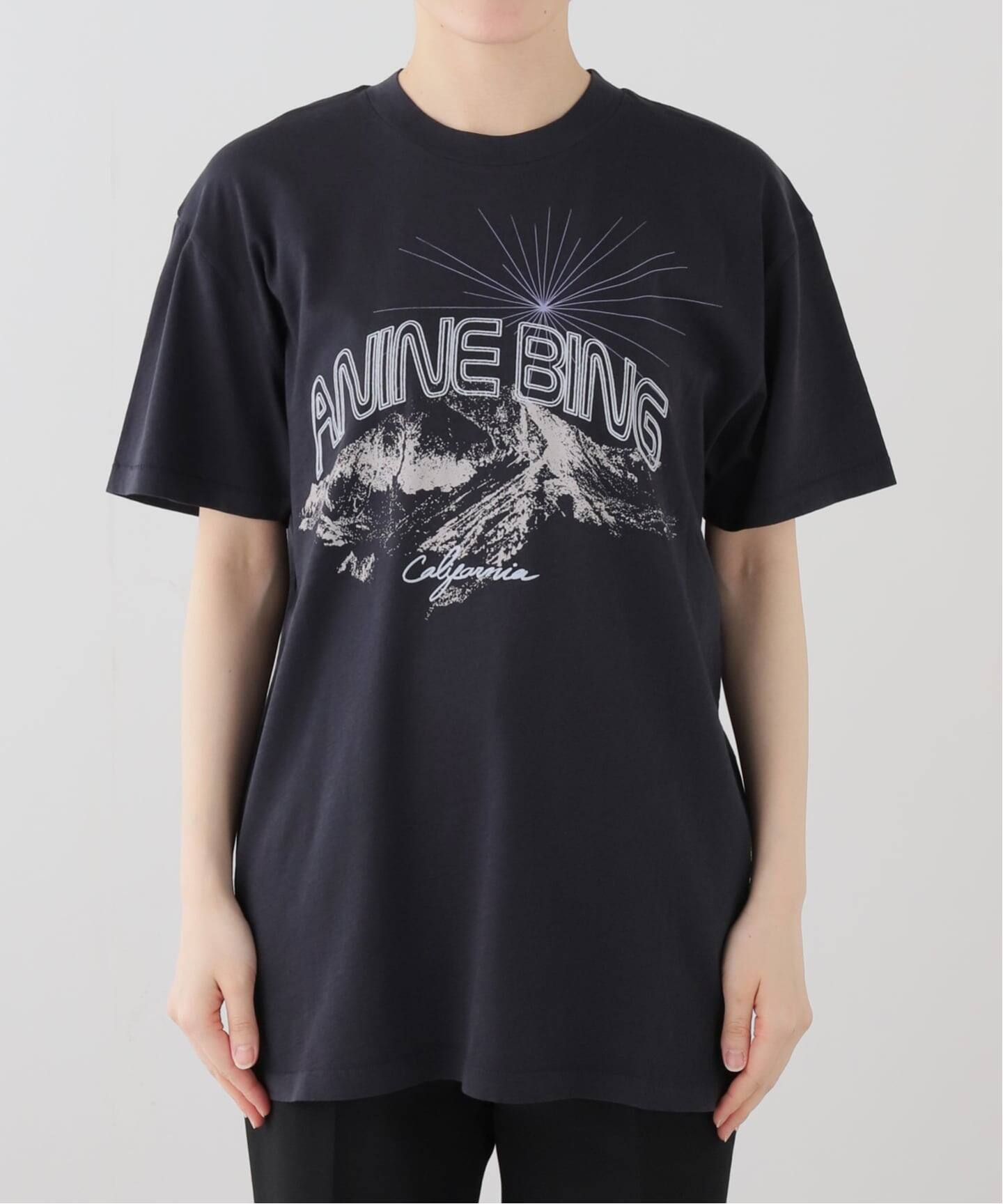 AP STUDIO ANINE BING ブラック Tシャツ ANINE BING/アニン ビン】WALKER TEE CALIFORNIA（Tシャツ／カットソー