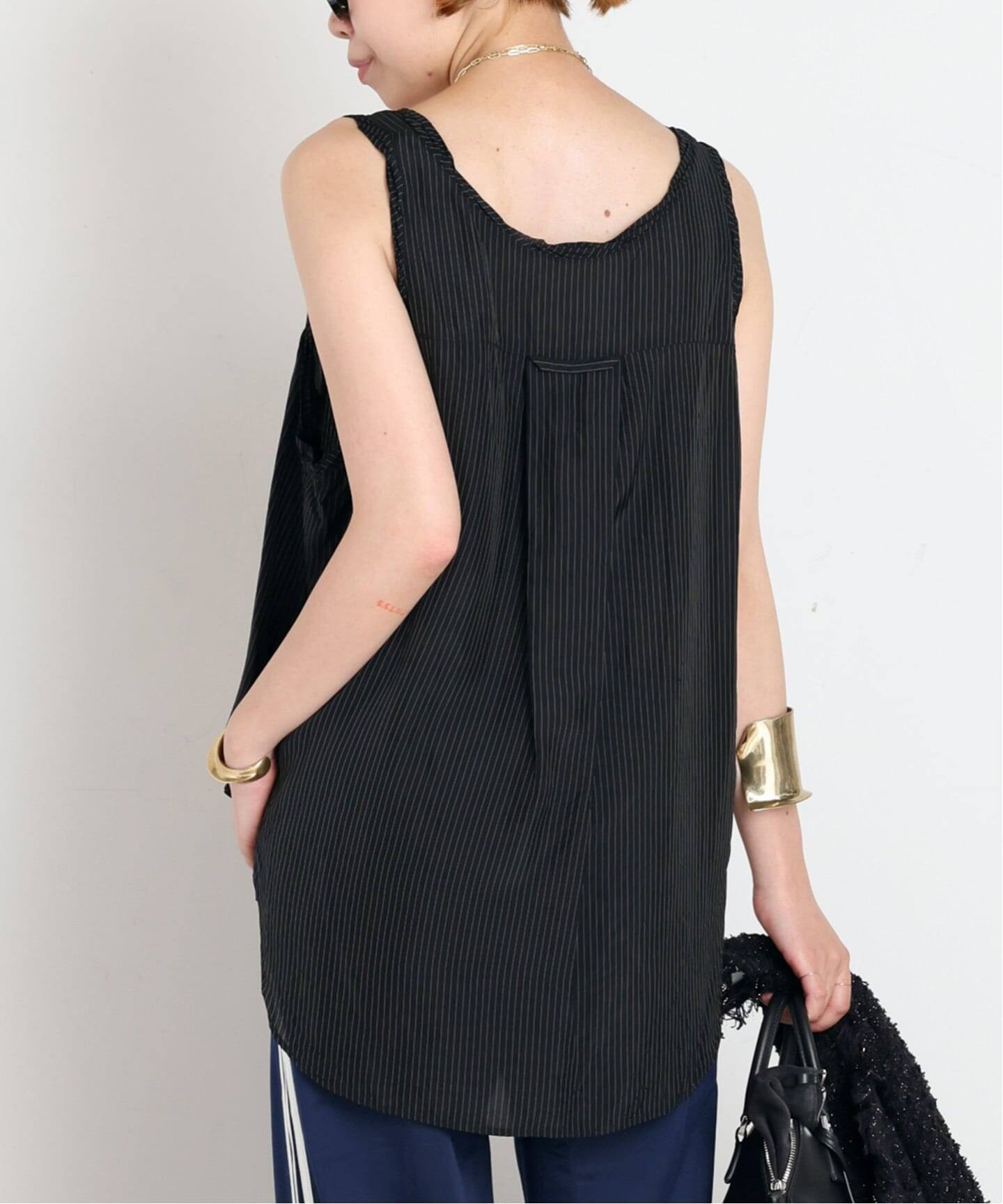 ARCHIVE STANCE/アーカイブスタンス】washed stripe cupro tank