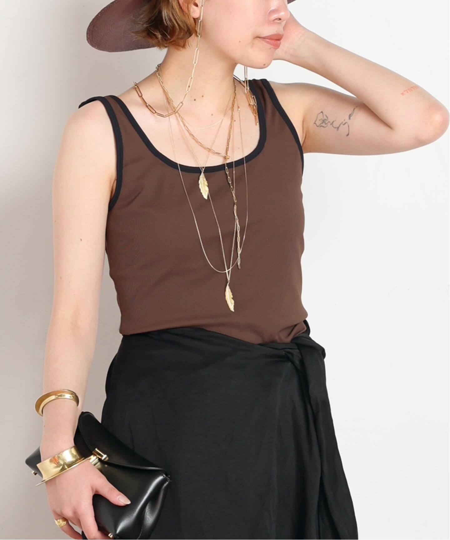 【美品】ap studio DAWN CUP IN LANG TOPS DAWN/ダン】BICOLOR TANKTOP（カップ付きインナー）｜AP STUDIO