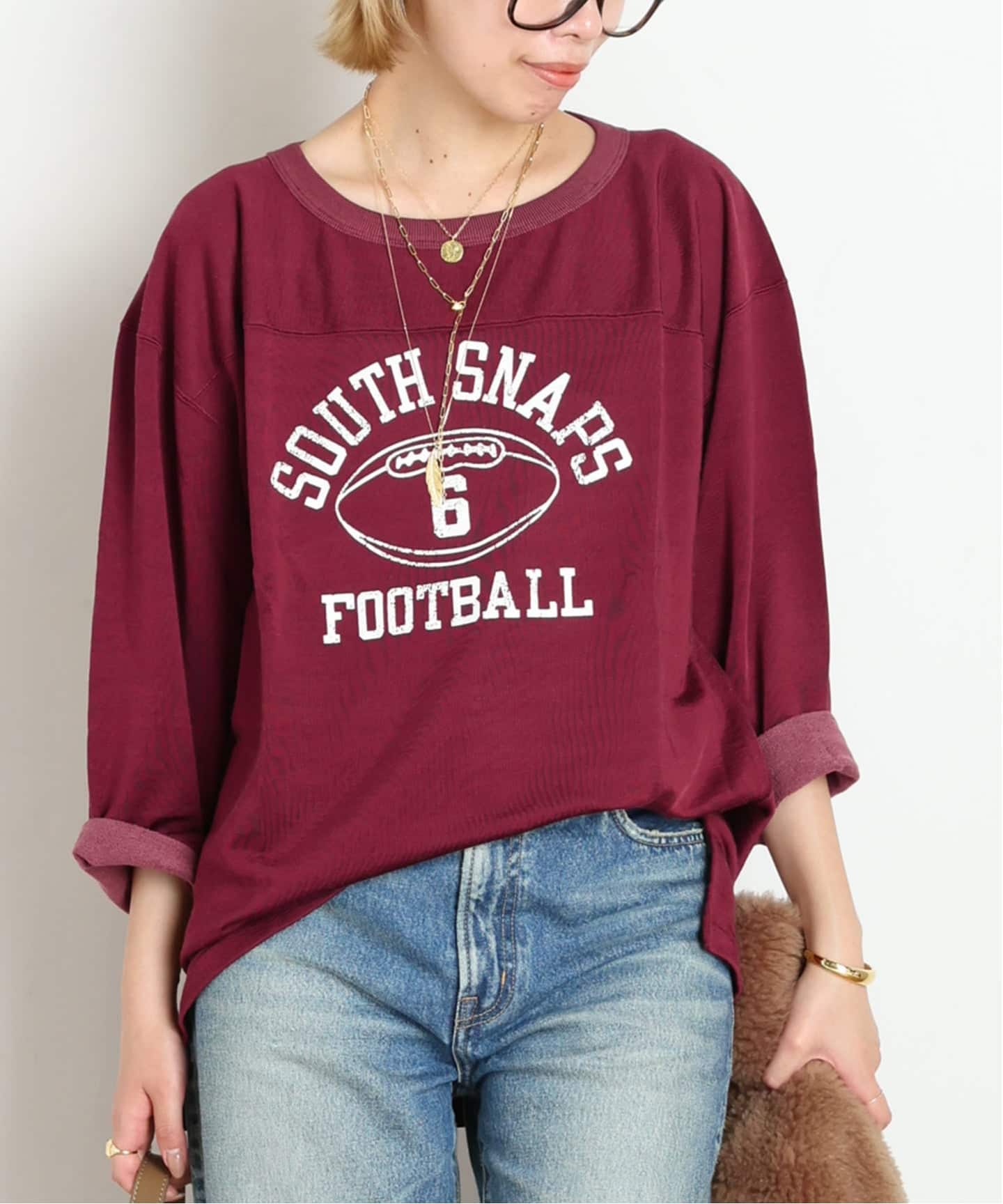 athletic wear MASON】別注Rayon Football Tsh（Tシャツ／カットソー