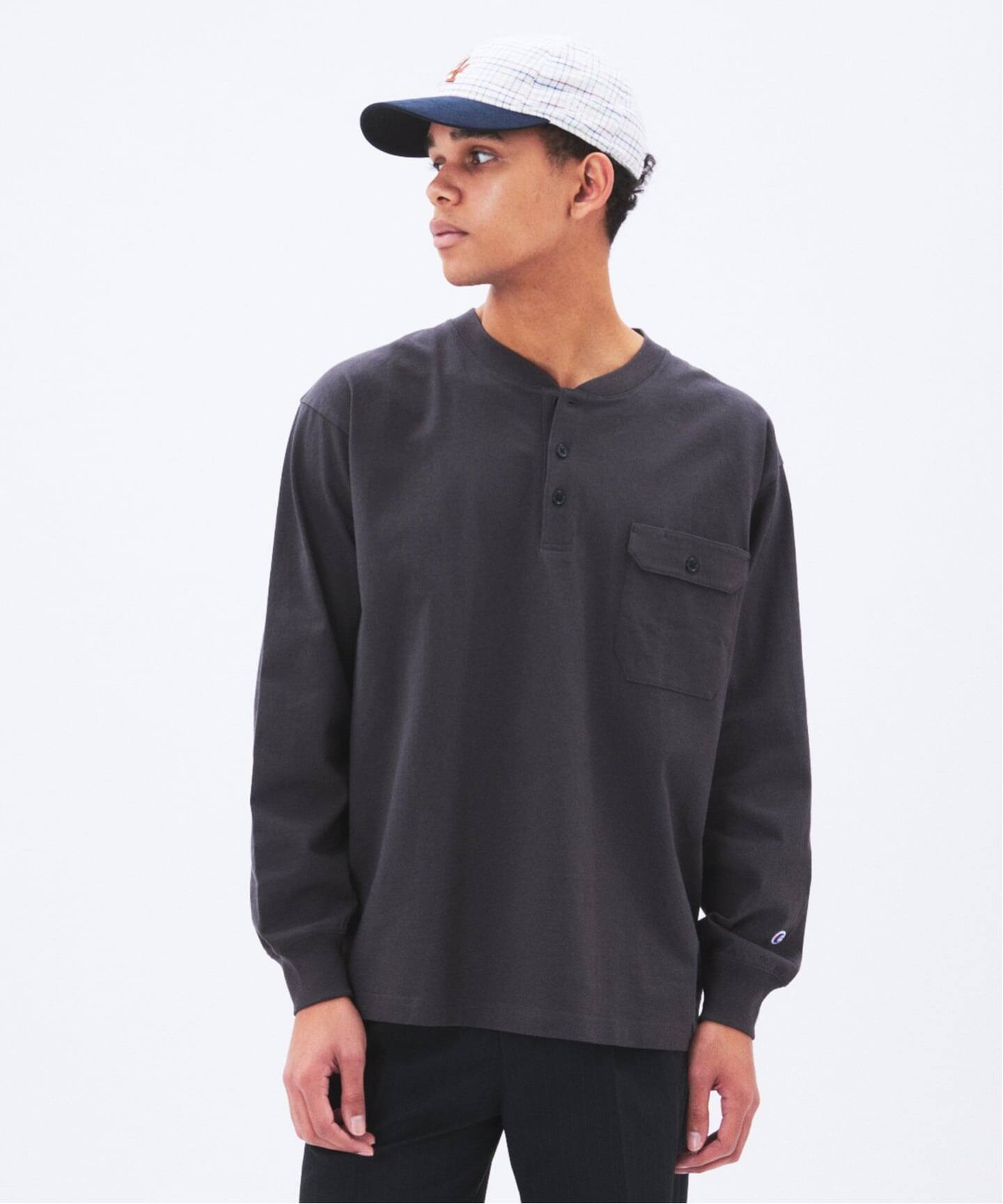CHAMPION / チャンピオン for JS 長袖 ヘンリーネック（Tシャツ