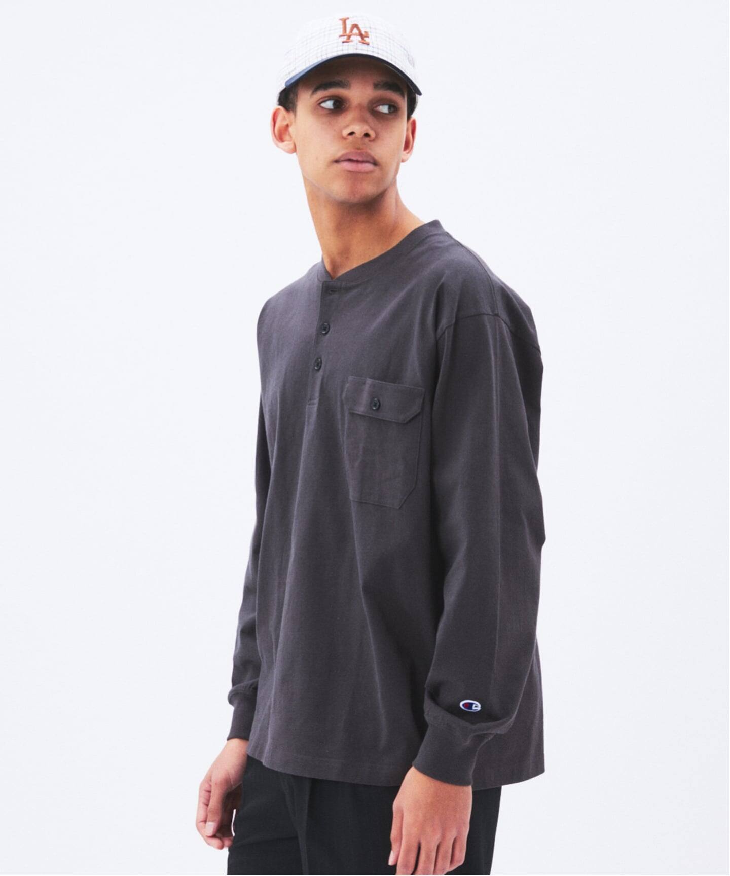 CHAMPION / チャンピオン for JS 長袖 ヘンリーネック（Tシャツ