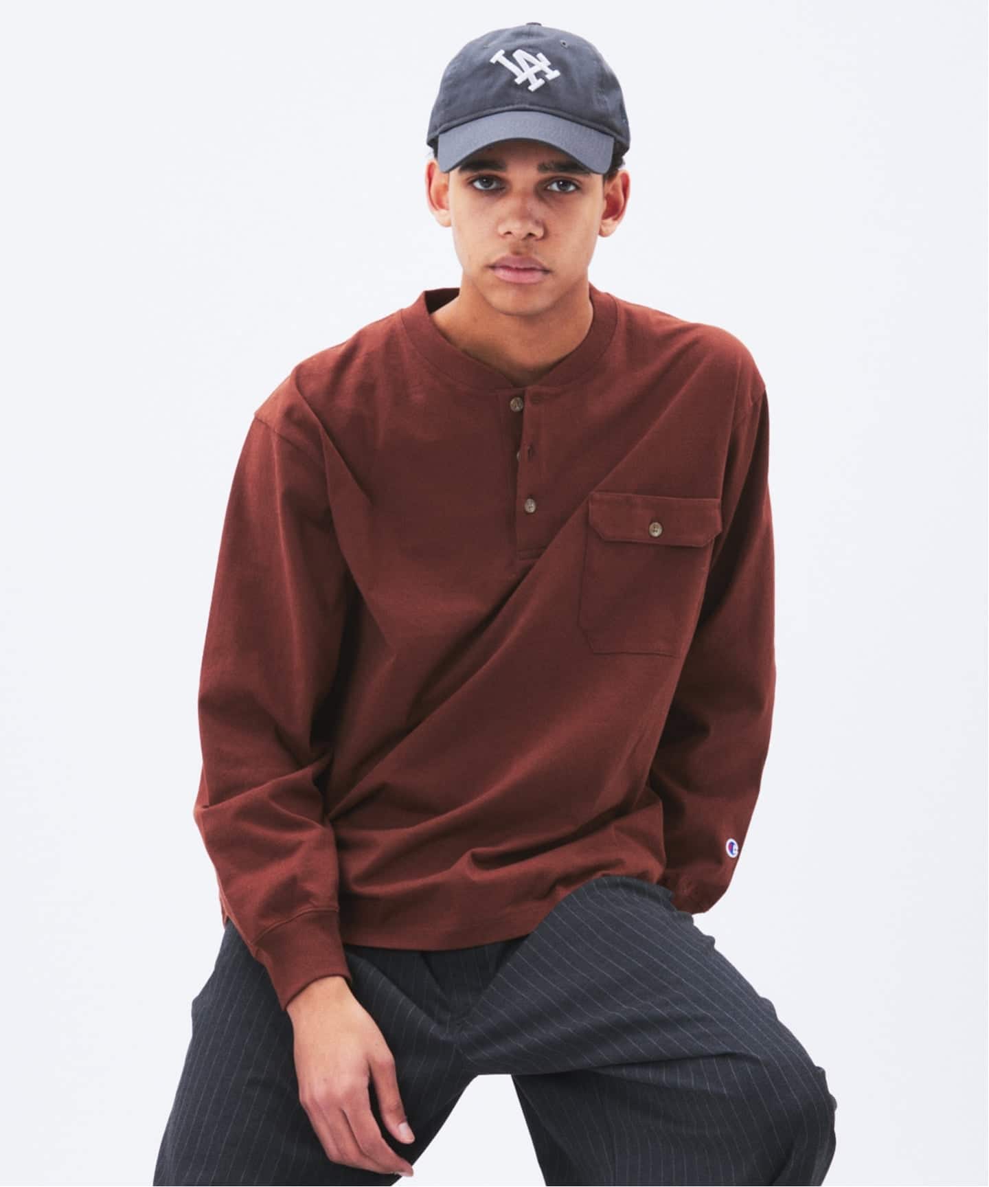 CHAMPION / チャンピオン for JS 長袖 ヘンリーネック（Tシャツ