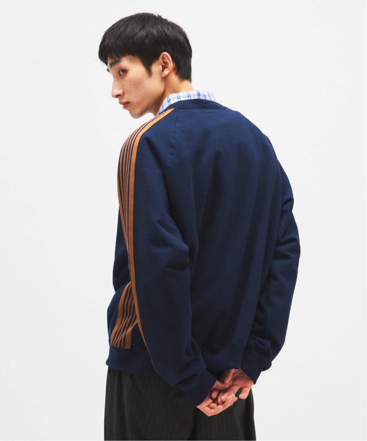 Needles ニードルズ　ネイビー スウェット ジャージ　トラッククルーネック NEEDLES / ニードルズ 別注 トラッククルーネックスウェット