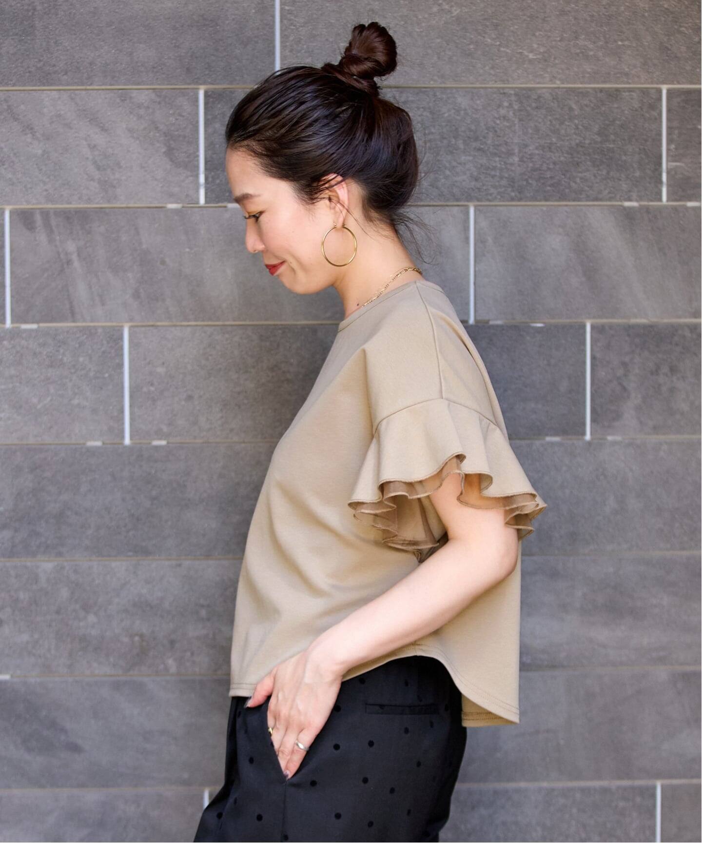 手洗い可 / ラッフルスリーブTシャツ（Tシャツ／カットソー）｜B.C 