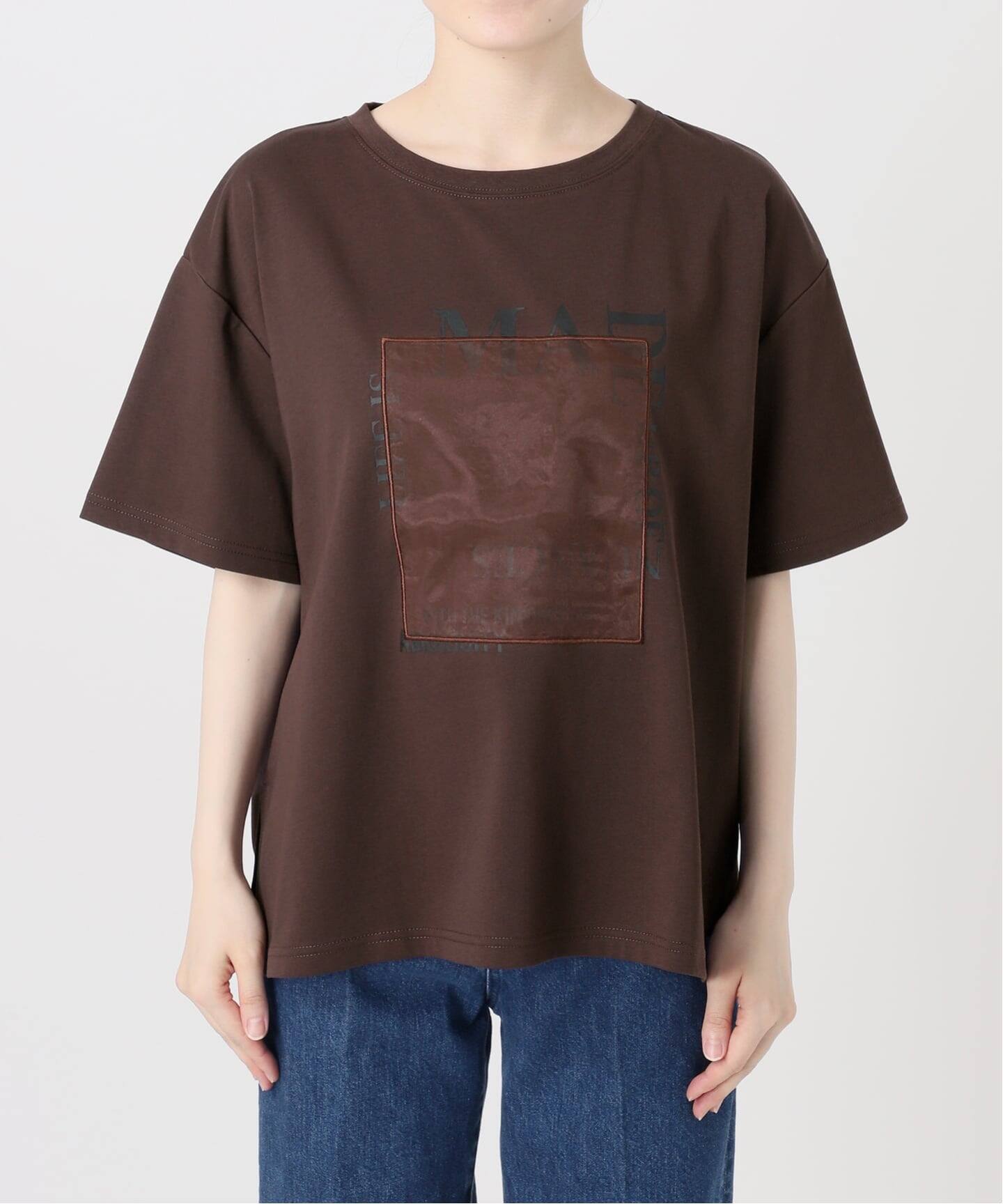 新品 タグ無 WEB限定 ロゴオーバーTシャツ グレーベース 完売品 手洗い可 / オーガンジープリントロゴTEE（Tシャツ／カットソー）｜B.C