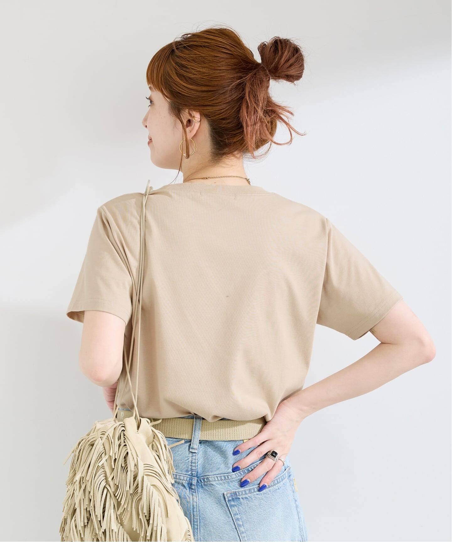 新品　男性ブランコ　オリジナルTシャツ　完売商品　バッグプリント　ベージュ　XL 手洗い可 / フロッキープリントロゴTEE（Tシャツ／カットソー）｜B.C