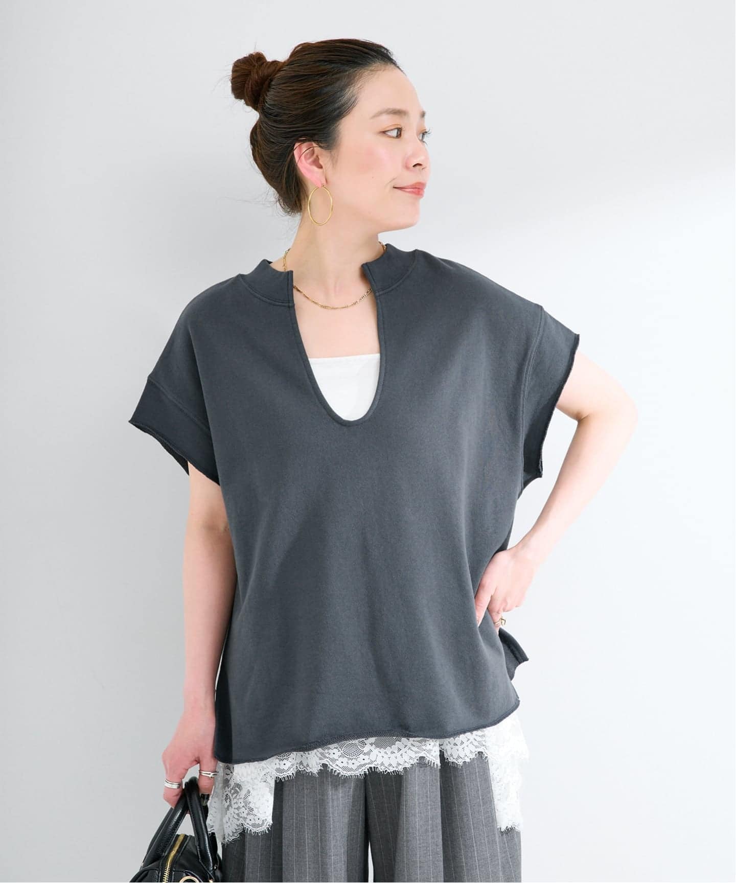 B.C STOCK☆ロングベスト B.C STOCK（ベーセーストック）の「カットジョーゼットロングジレ