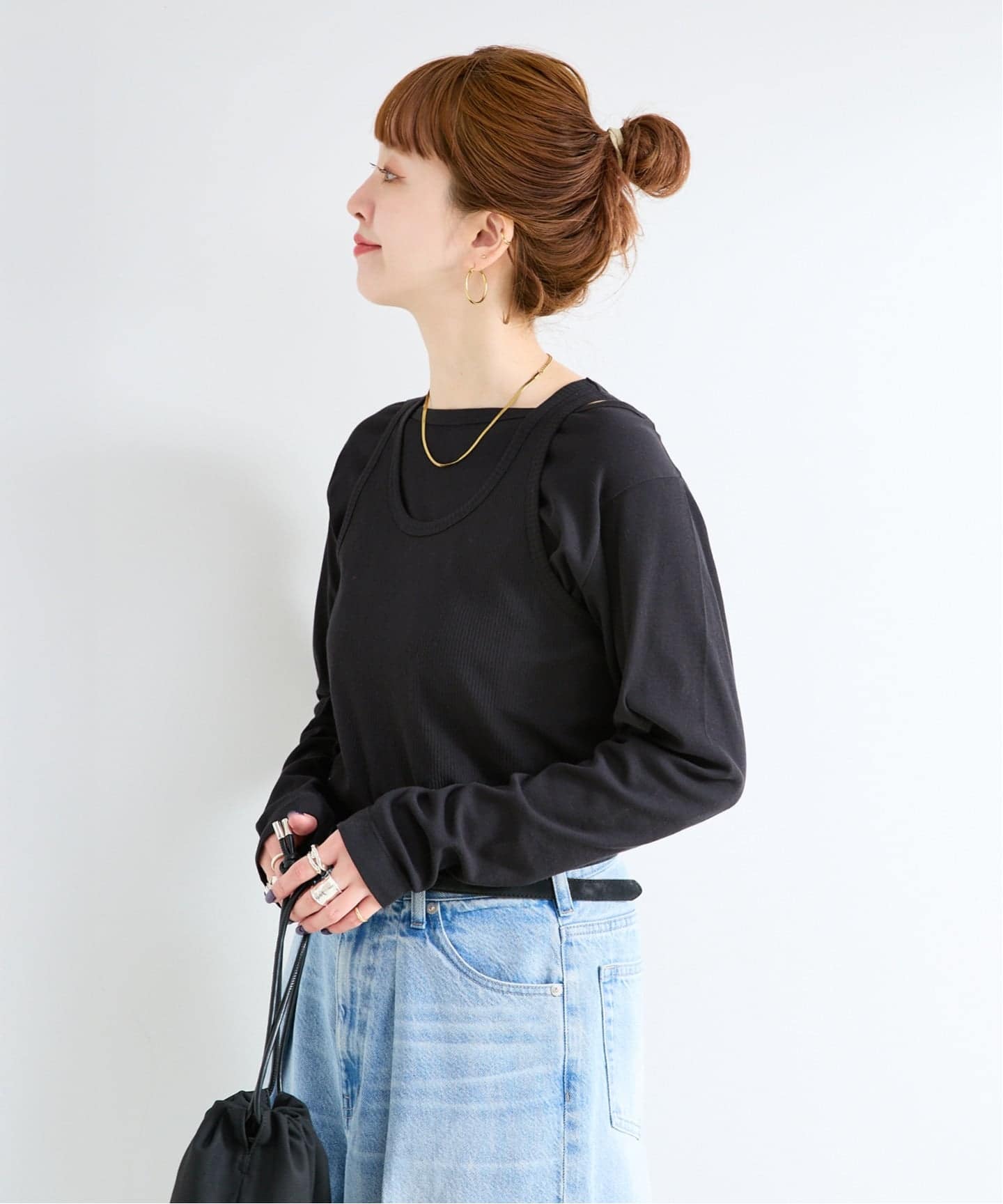 2枚セット》ウォッシャブル / タンクセットロンTEE（Tシャツ