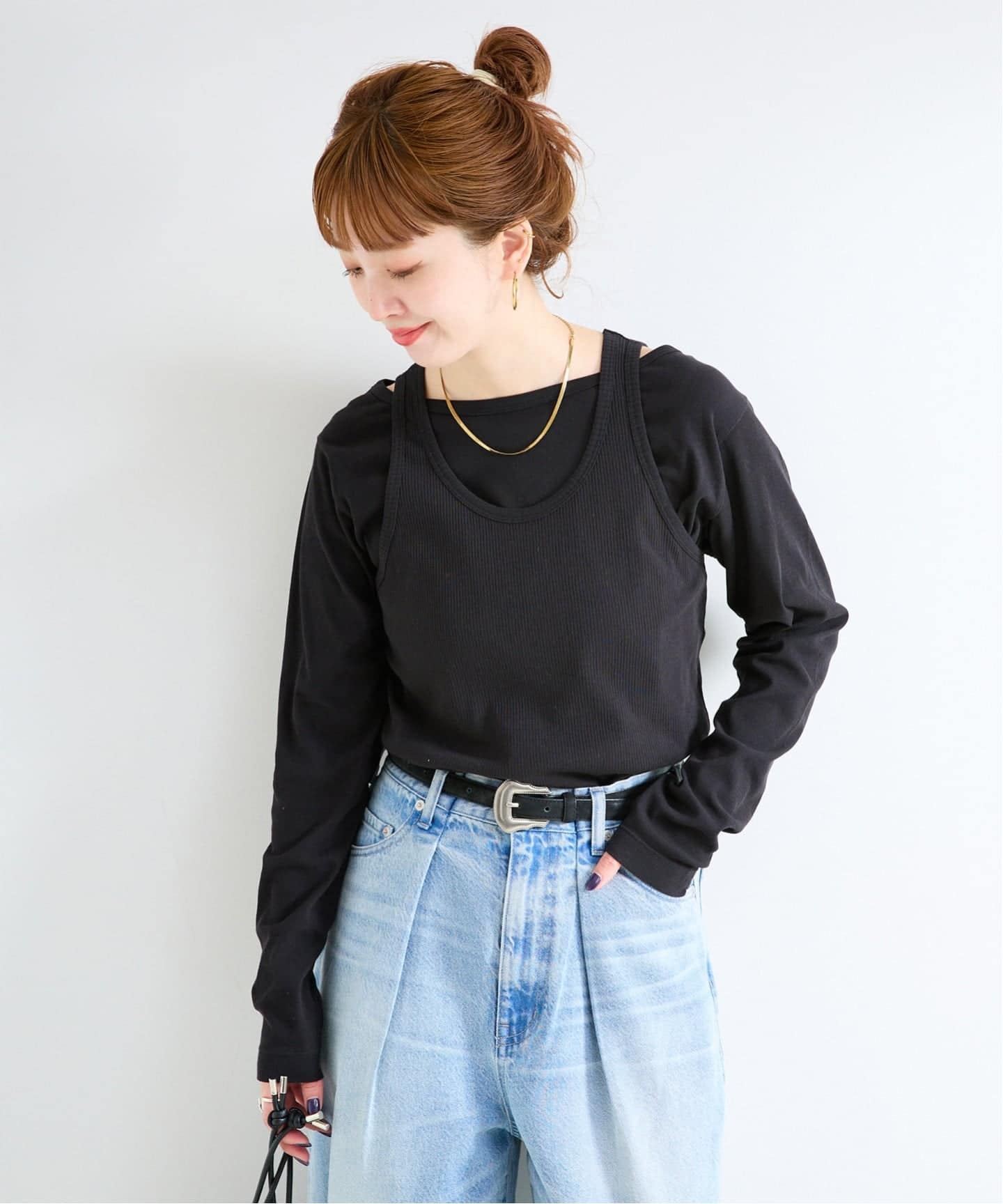 2枚セット》ウォッシャブル / タンクセットロンTEE（Tシャツ