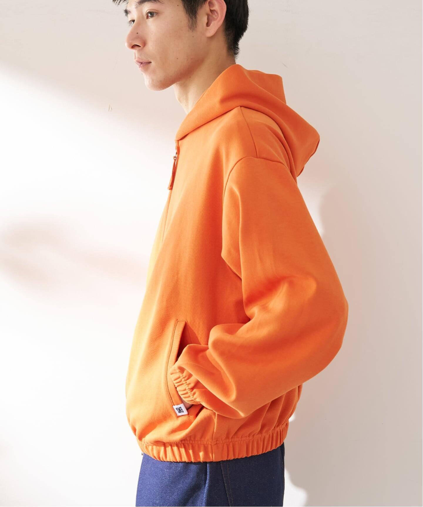 値下げ!!STONE  パッチワークパーカー　セーター　オレンジ STONE ISLAND (ストーンアイランド) 袖ロゴ 裏起毛 スウェット プル