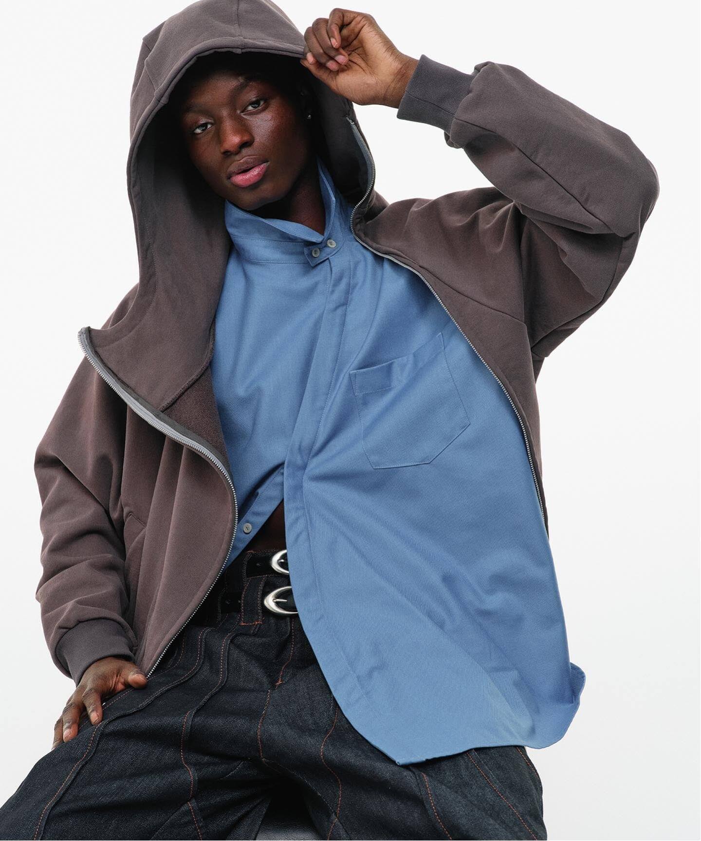 GOAT ESSENCE / ゴートエッセンス CURVED-ZIP HOODIE（パーカー