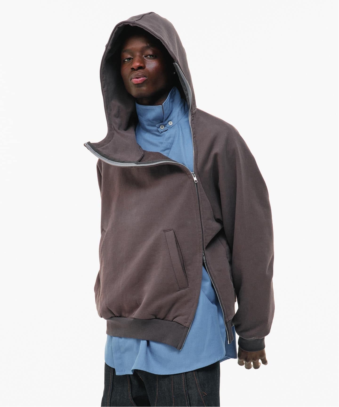 goat essence サイズ2 GOAT ESSENCE / ゴートエッセンス CURVED-ZIP HOODIE（パーカー