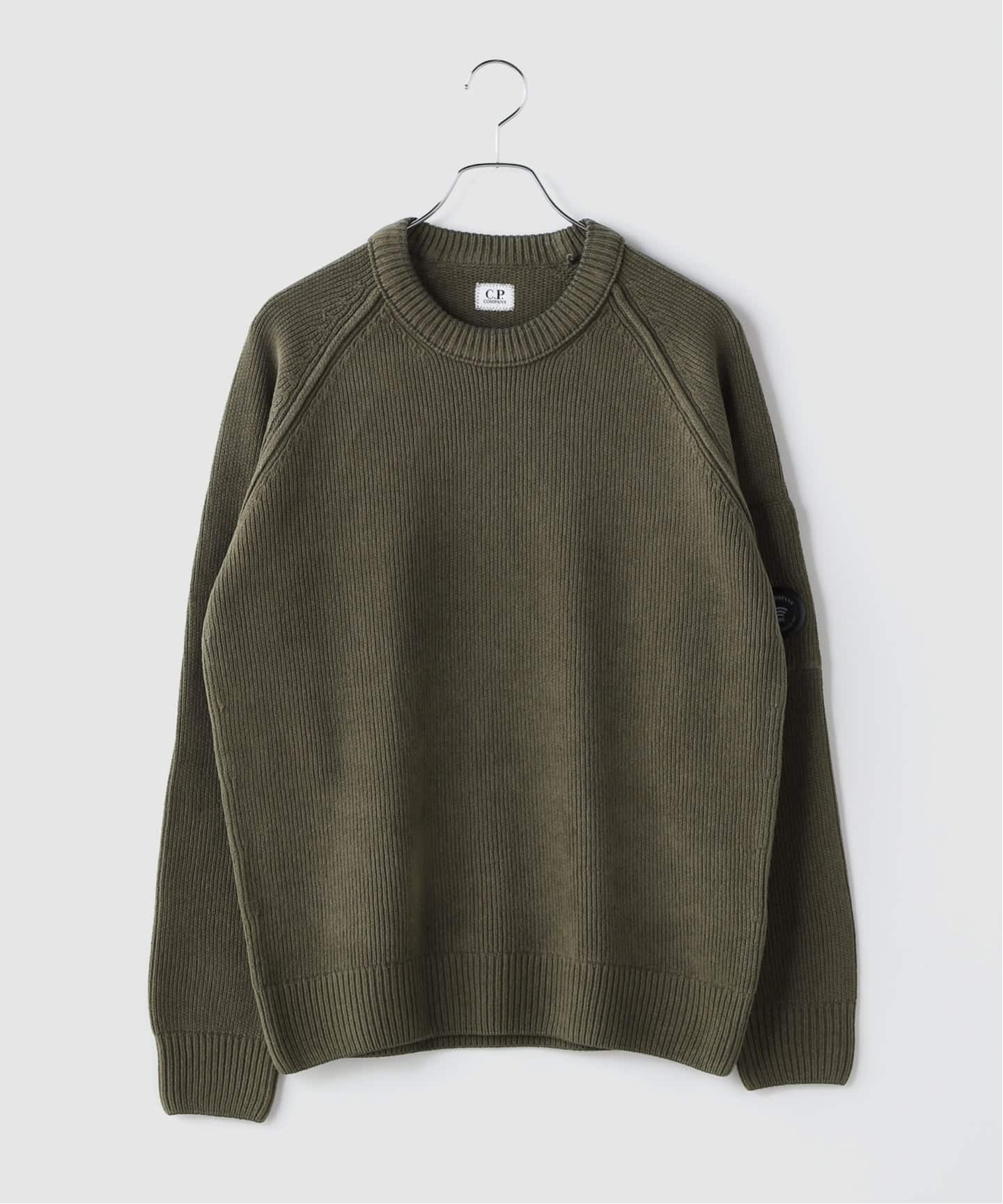 C.P. Company クルーネック ニット セーター カーキ C.P.Company / シーピーカンパニー CHENILLE COTTON LENS CREWNECK