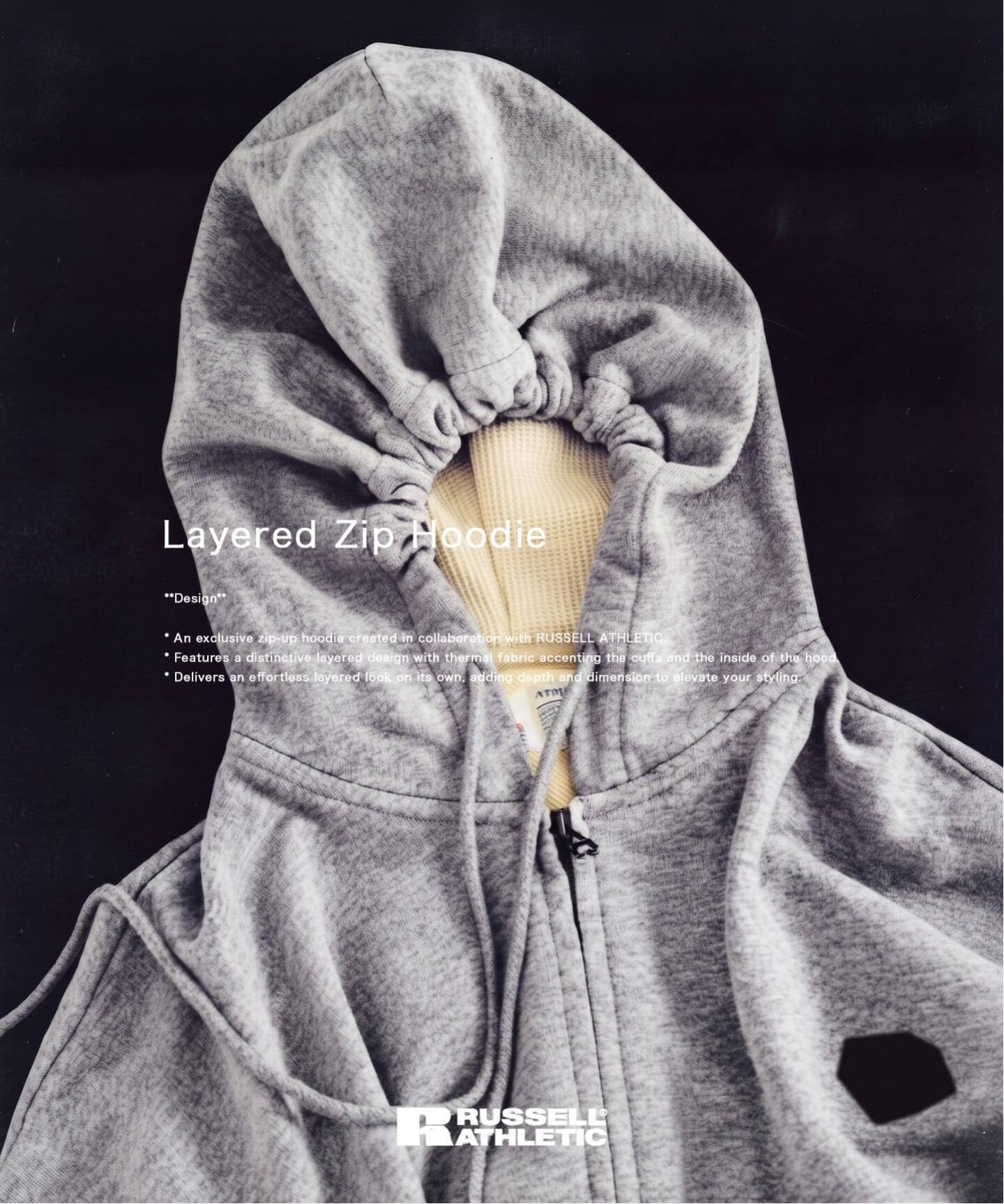 RUSSELL ATHLETIC / ラッセル アスレティック 別注 Layered Zip Hoodie