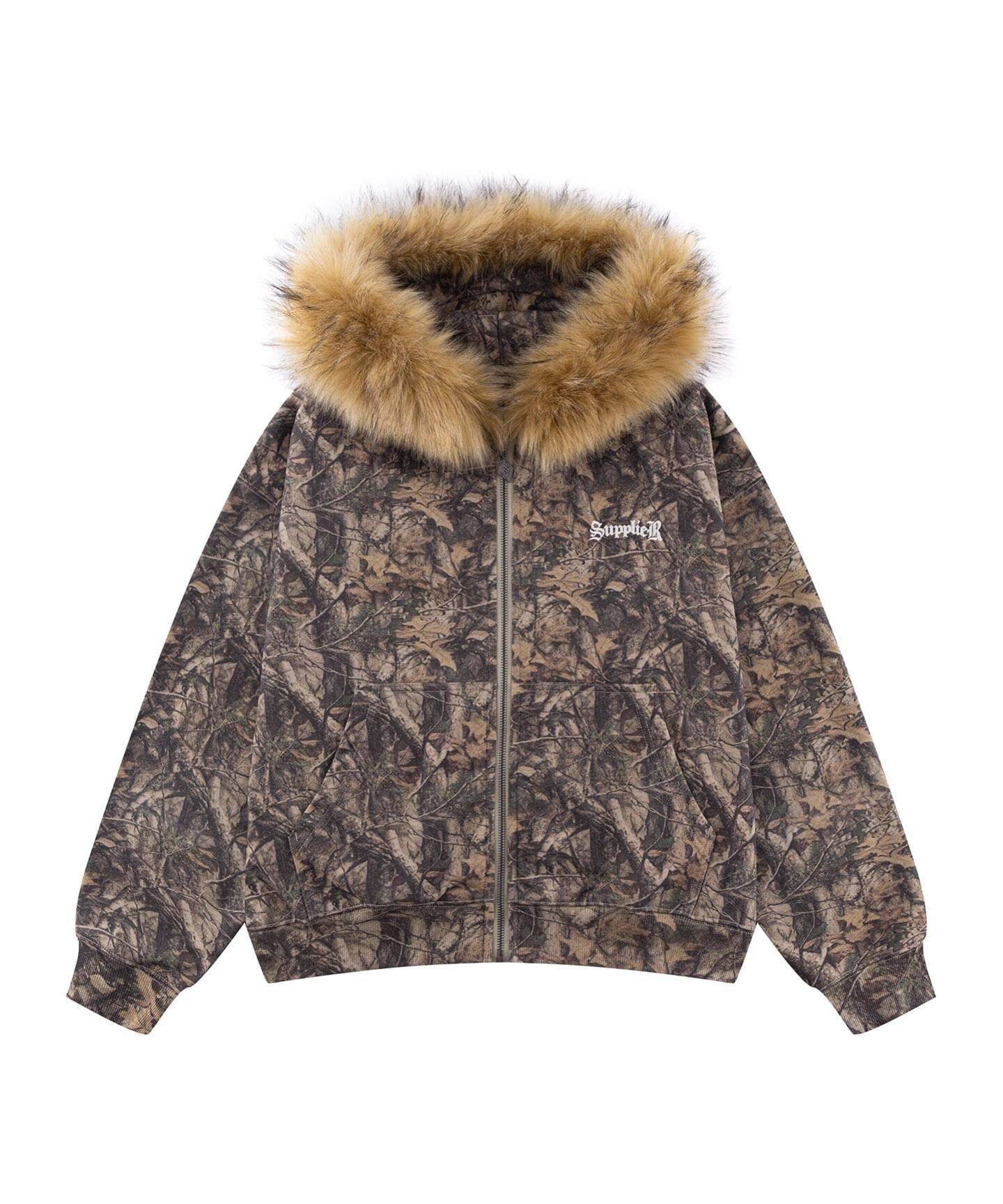SUPPLIER / サプライヤー Camo Faux Fur Cross Zip Hoodie（パーカー 