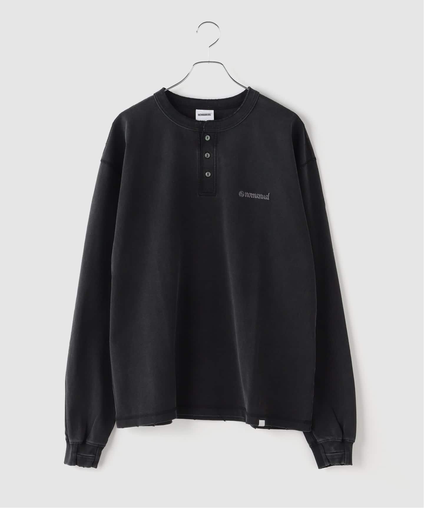 NOMANUAL/ノーマニュアル DAMAGED HENLEY NECK SHIRT（Tシャツ