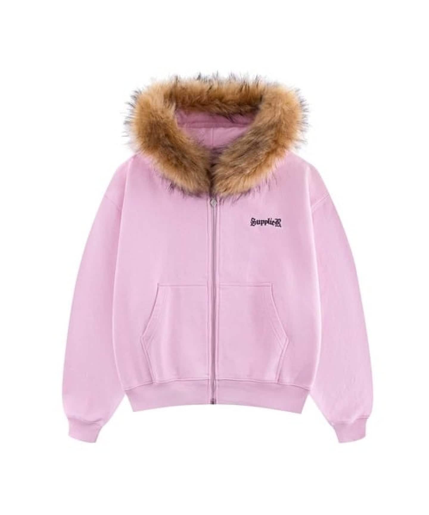 SUPPLIER CROSS LEATHER ZIP HOODIE （ピンク） エルエイチピー L.H.P. SUPPLIER/サプライヤー/CROSS LEATHER ZIP