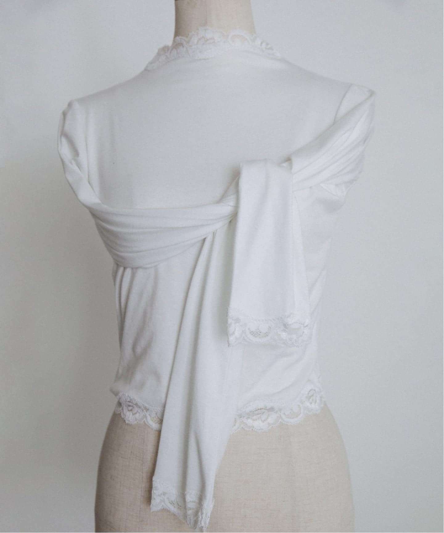 EDIT.FOR LULU レーストリムハイネックトップ(ホワイト) 追加》レーストリムハイネックトップ（Tシャツ／カットソー）｜EDIT
