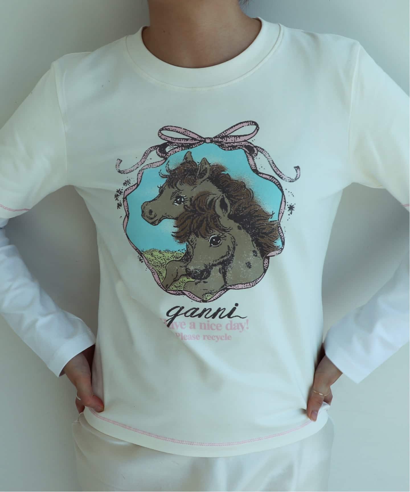 GANNI/ガニー】Heavy stretch cotton layered baby（Tシャツ