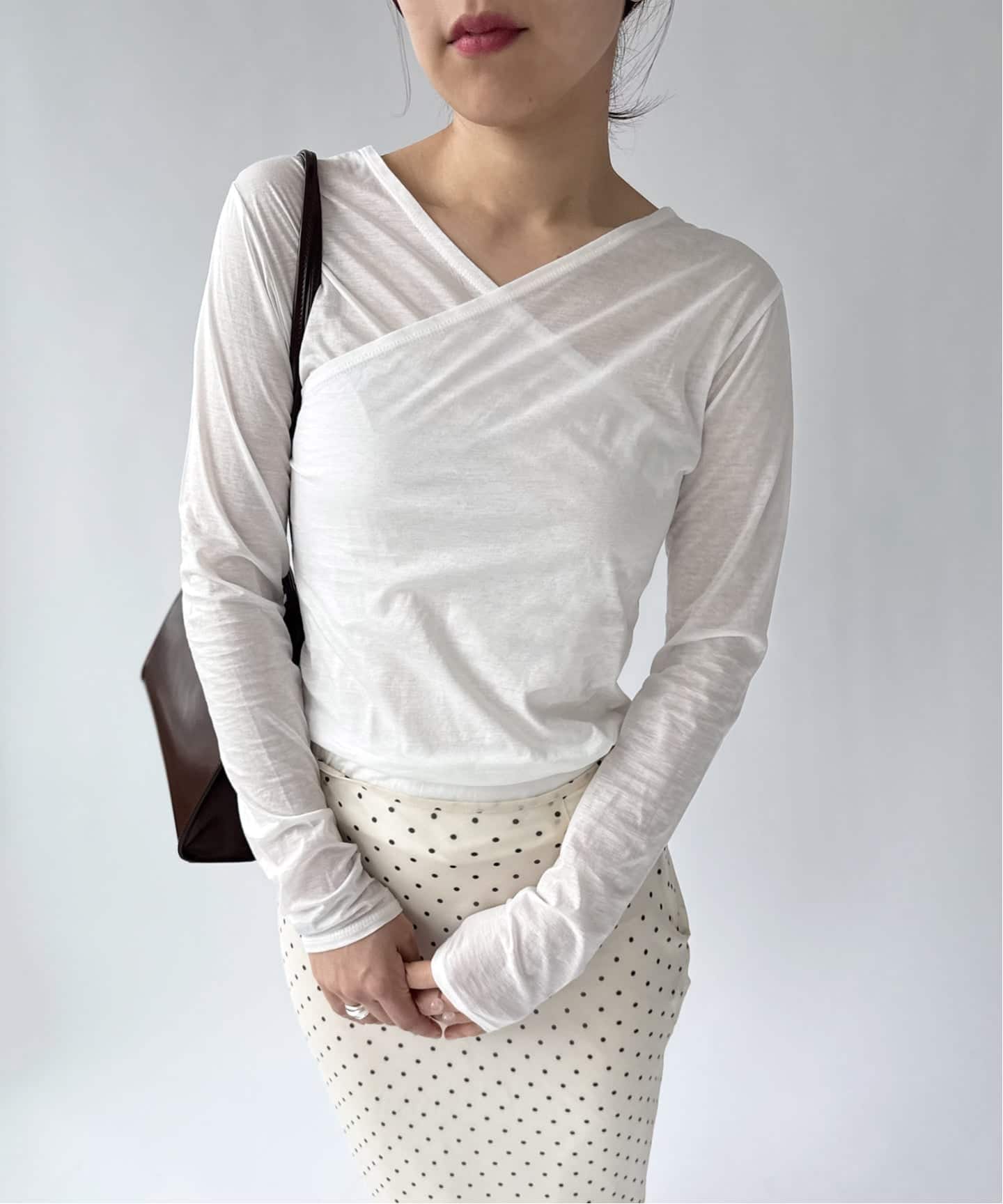 新品タグ付き　ONIT オニット　シアーコットン　カシュクール　トップス ONIT/オニット】シアーコットンカシュクールトップス（Tシャツ