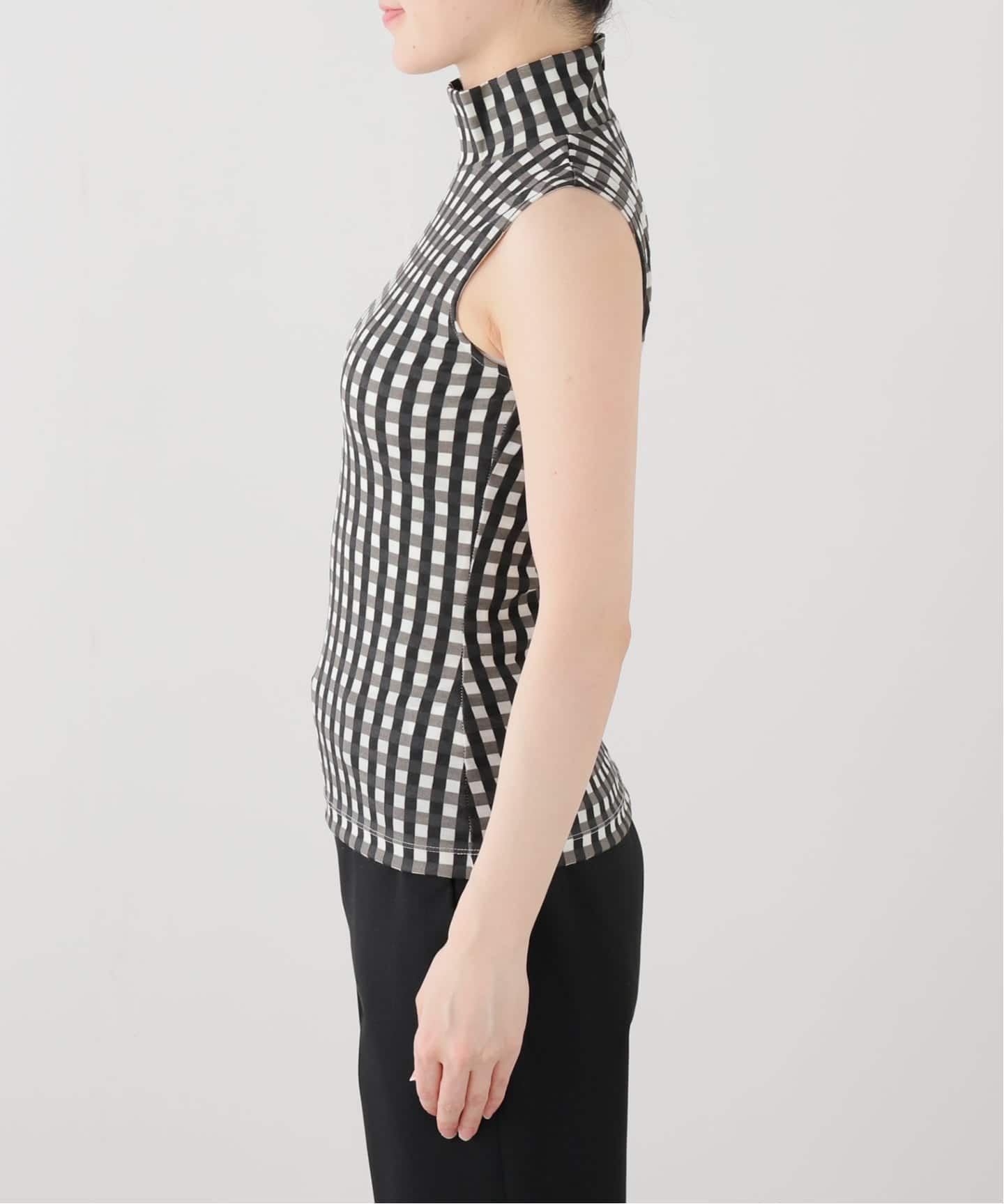 babaco - babaco (ババコ) / キャミソール チェックトップス babaco/ババコ】Gingham Check High Neck Top（Tシャツ／カットソー