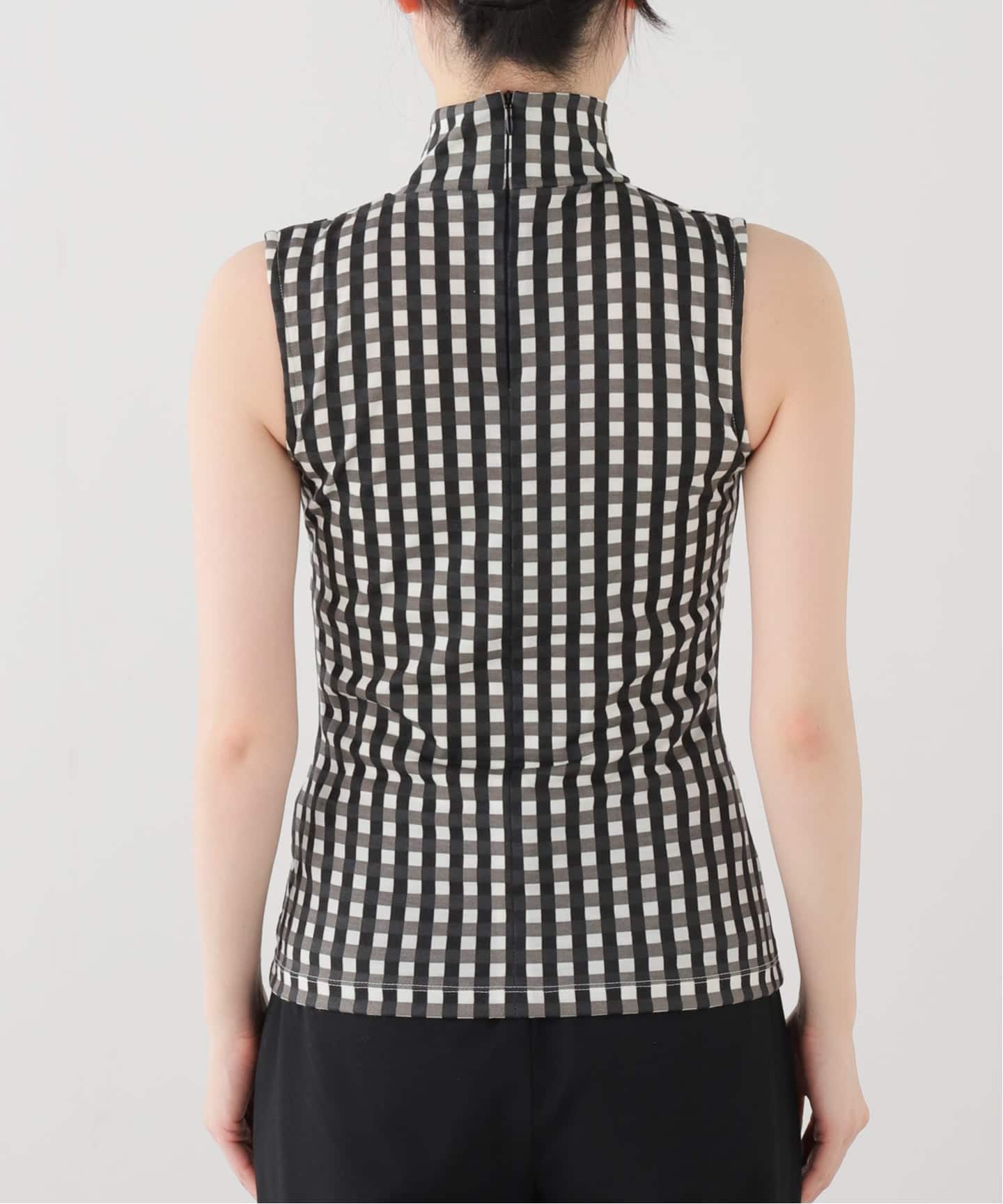babaco - babaco (ババコ) / キャミソール チェックトップス babaco/ババコ】Gingham Check High Neck Top（Tシャツ／カットソー