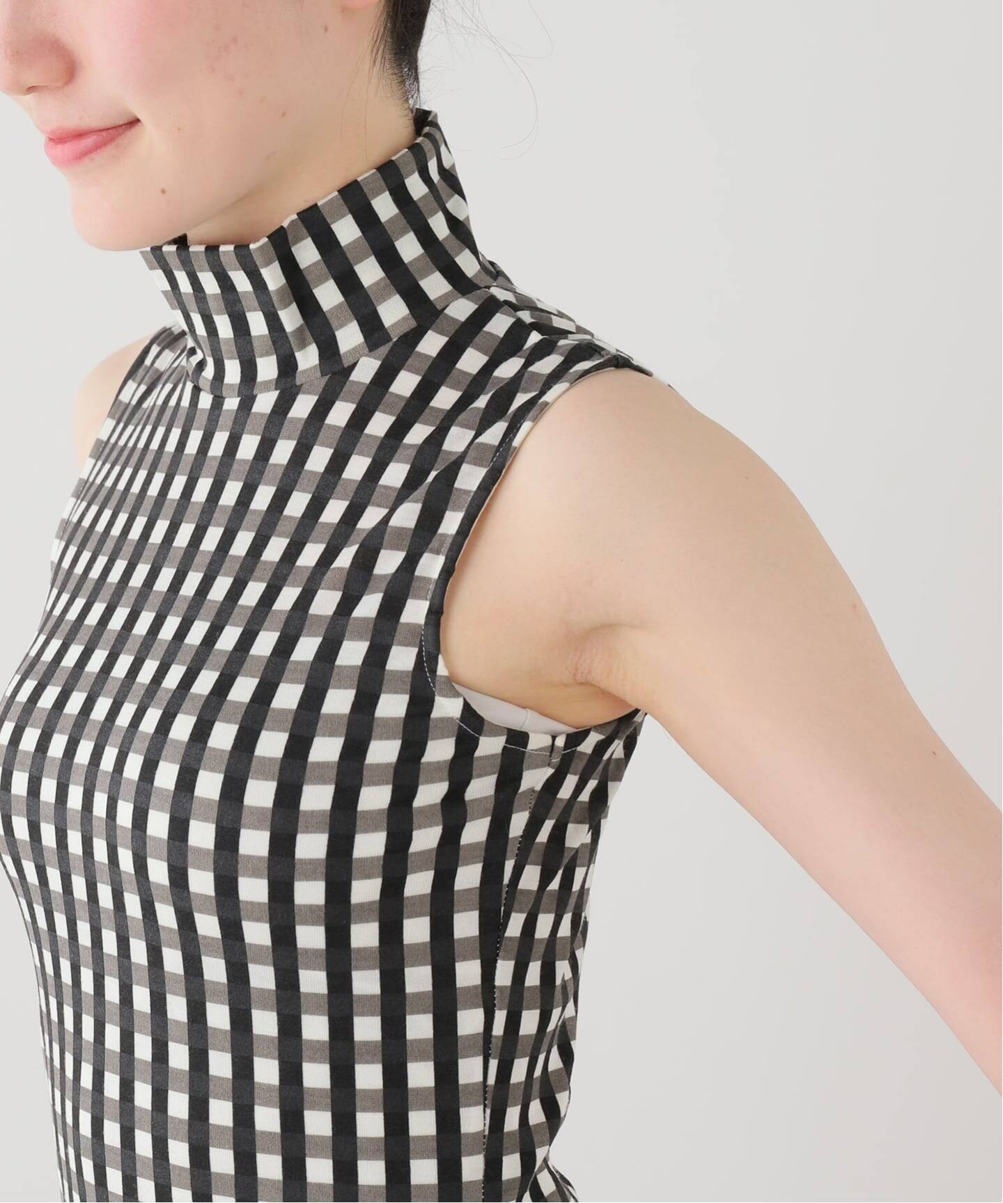 babaco - babaco (ババコ) / キャミソール チェックトップス babaco/ババコ】Gingham Check High Neck Top（Tシャツ／カットソー