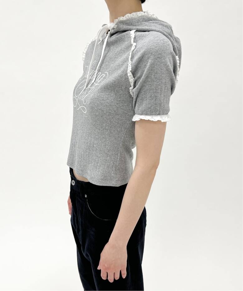 YUHAN WANG/ユハン ワン】lace trim hoodie（Tシャツ／カットソー 