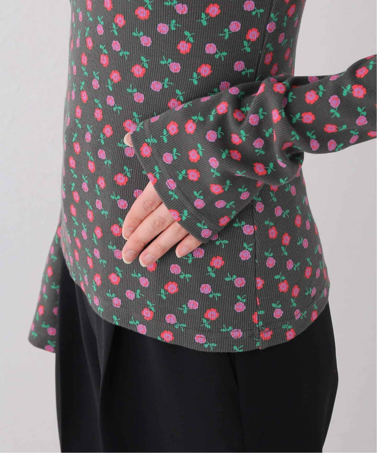 HOLIDAY/ホリデイ】SUPER RIB TOP FLOWER（Tシャツ／カットソー