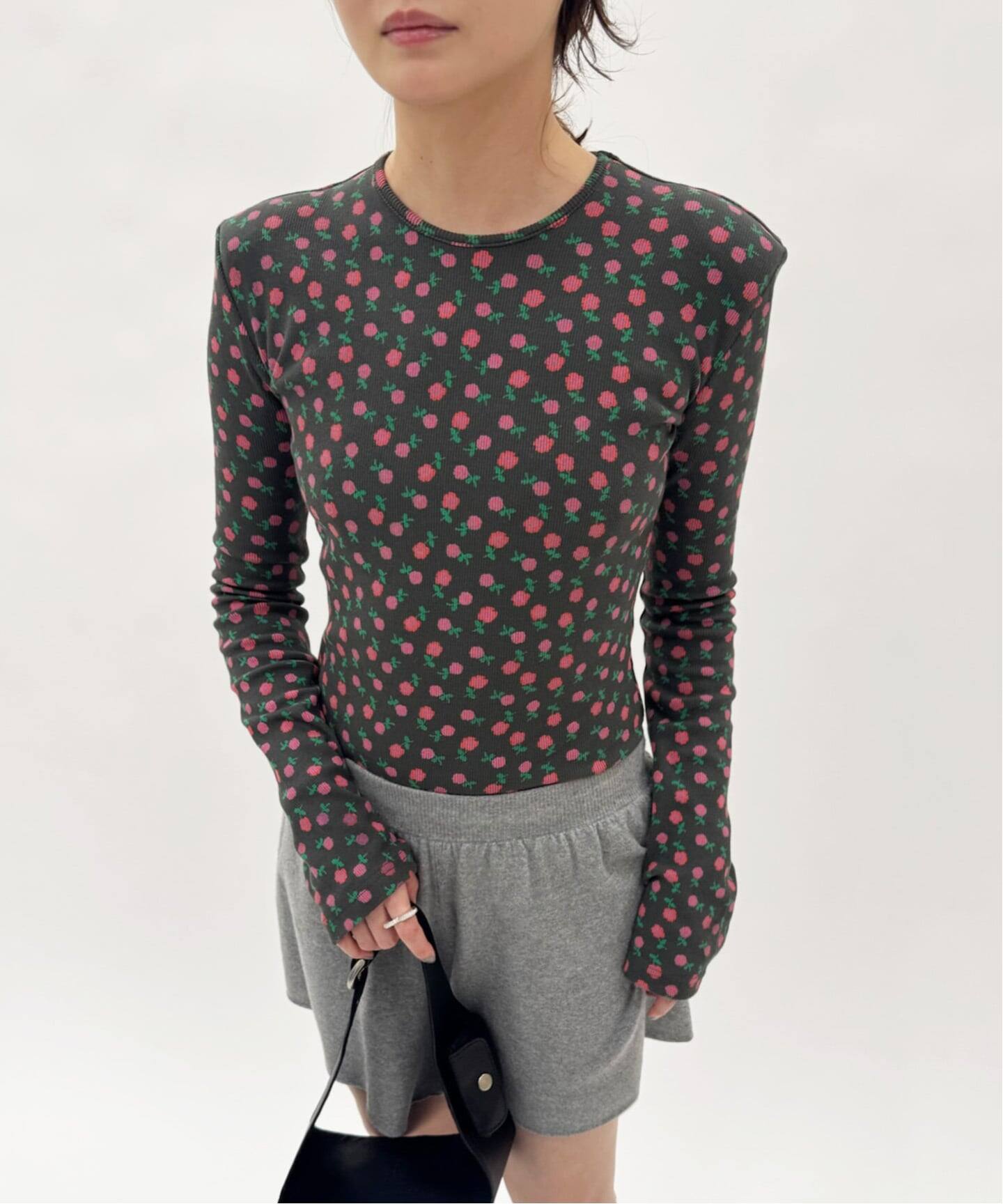 HOLIDAY/ホリデイ】SUPER RIB TOP FLOWER（Tシャツ／カットソー