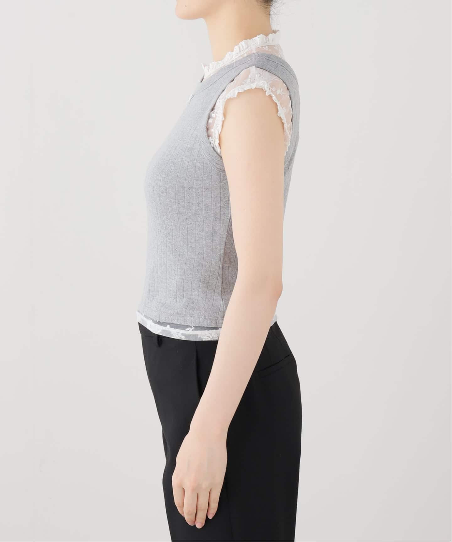 YUHAN WANG/ユハン ワン】lace trim bow tank top（Tシャツ