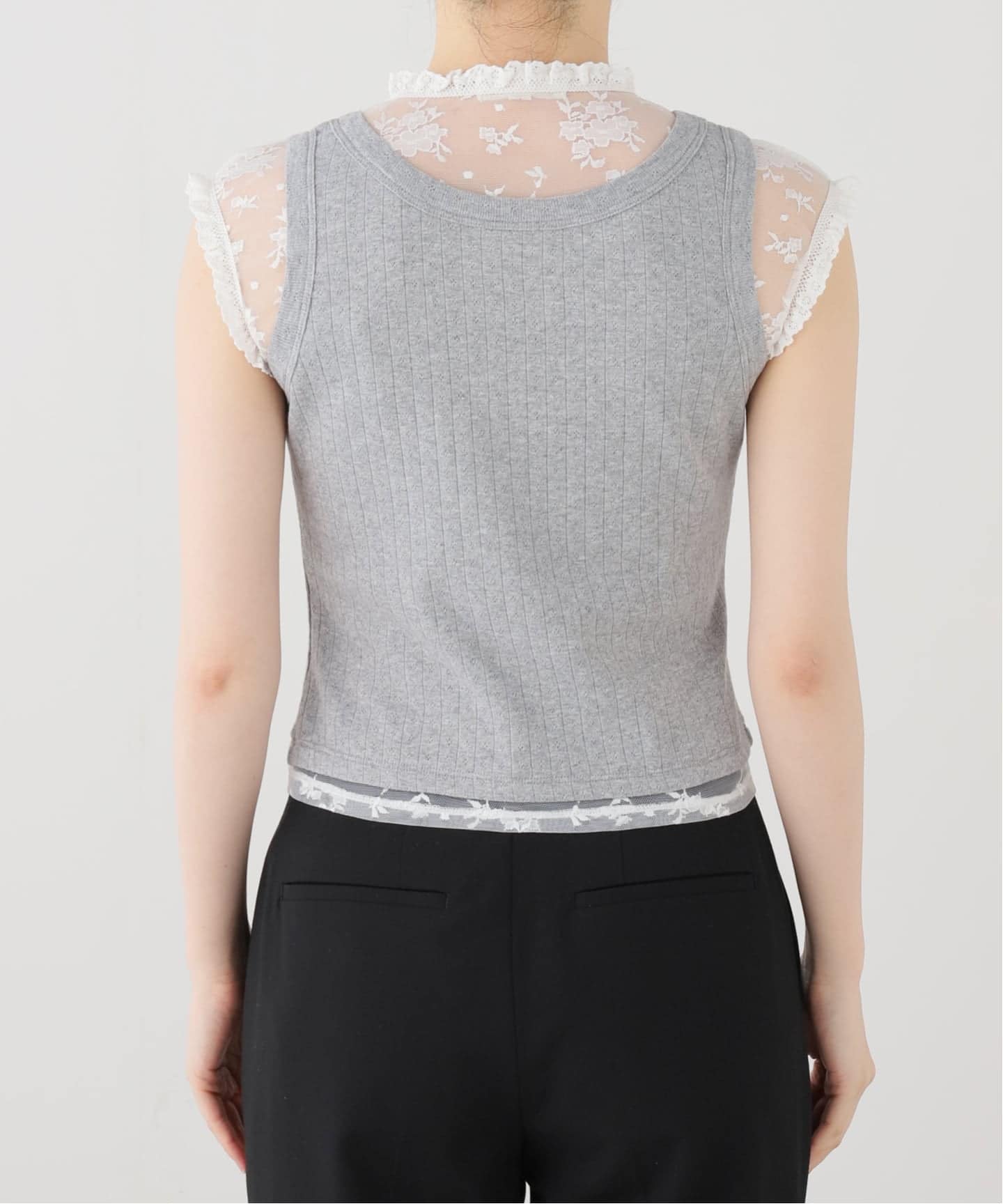 YUHAN WANG/ユハン ワン】lace trim bow tank top（Tシャツ