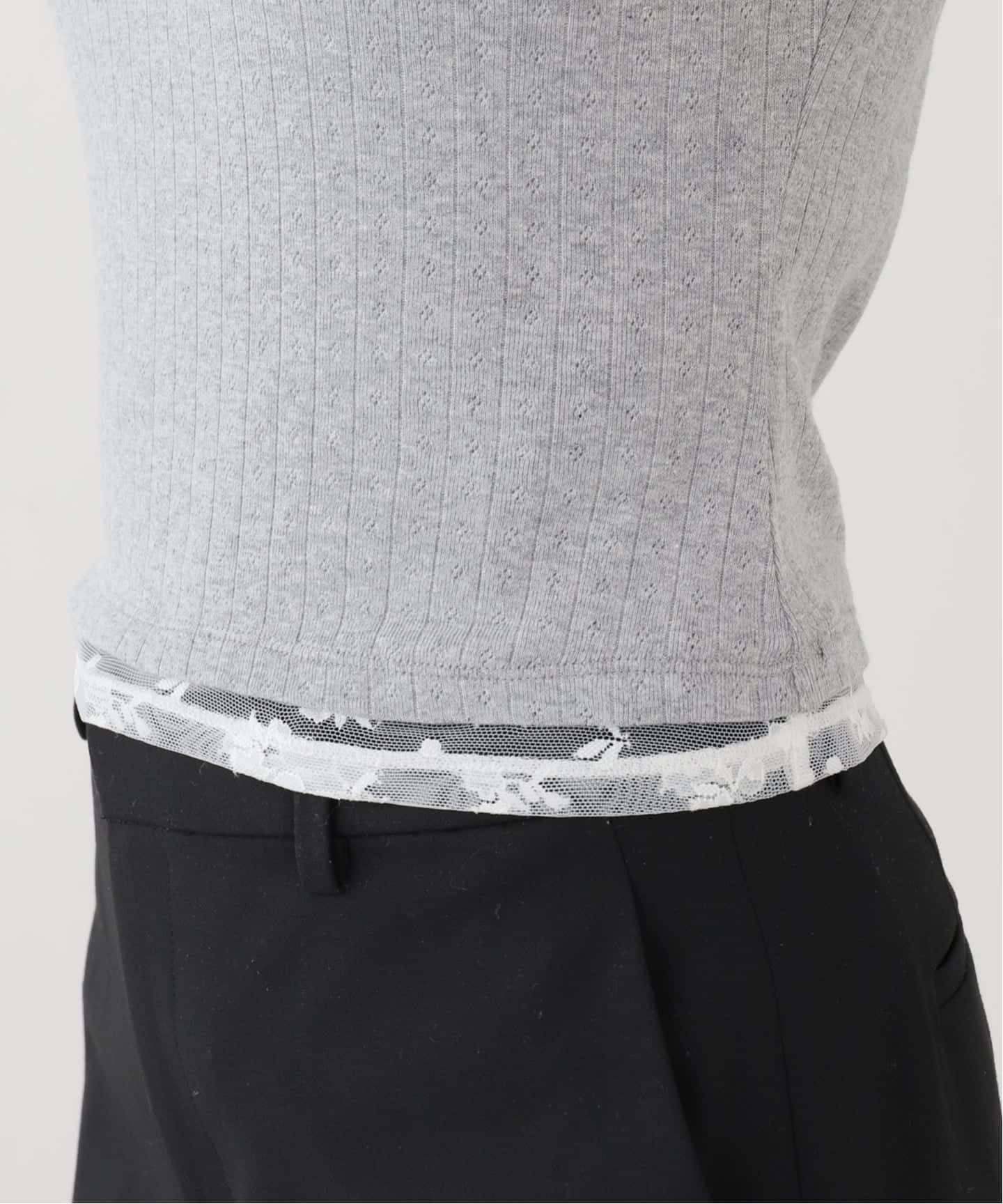 YUHAN WANG/ユハン ワン】lace trim bow tank top（Tシャツ