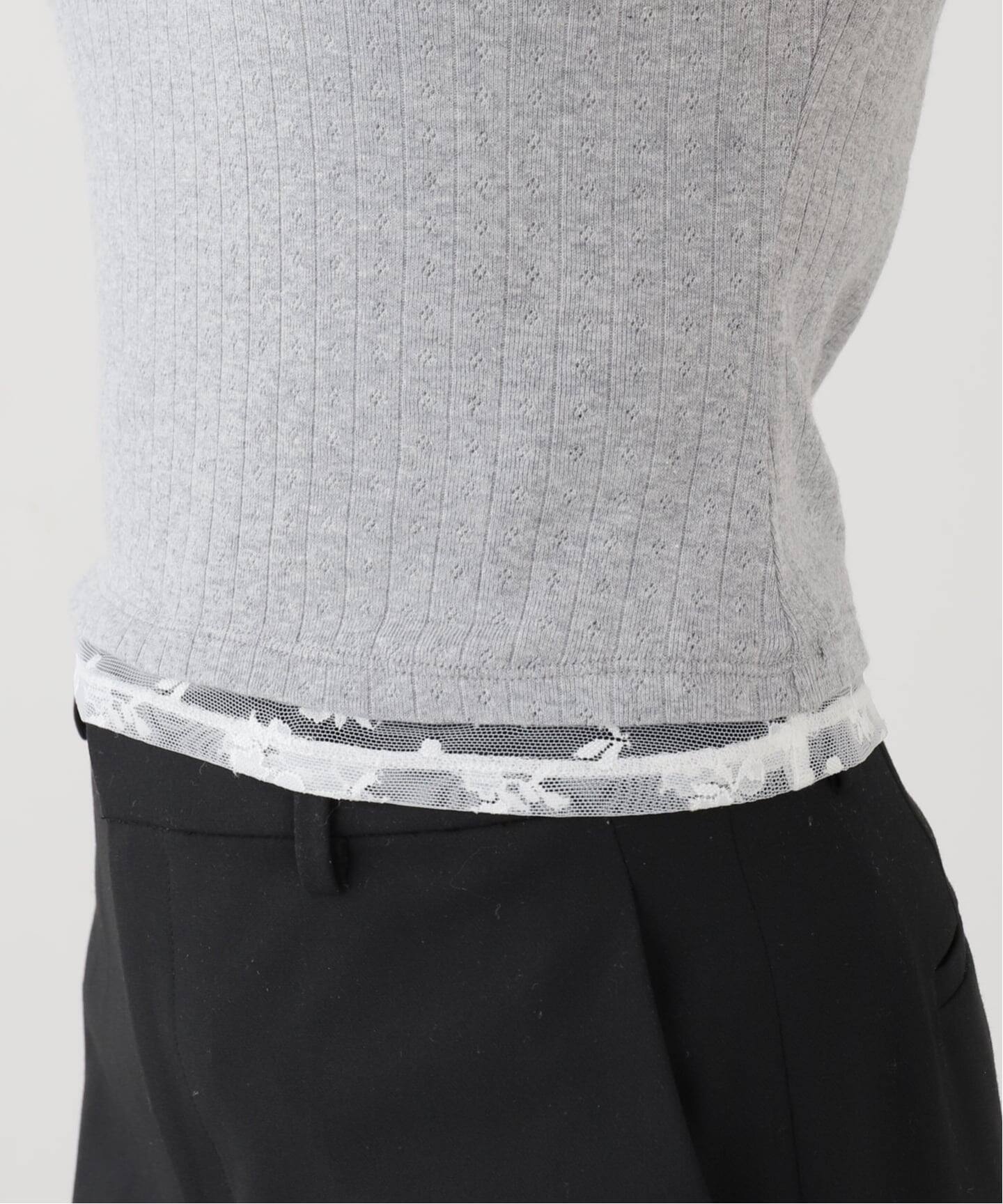 YUHAN WANG/ユハン ワン】lace trim bow tank top（Tシャツ 