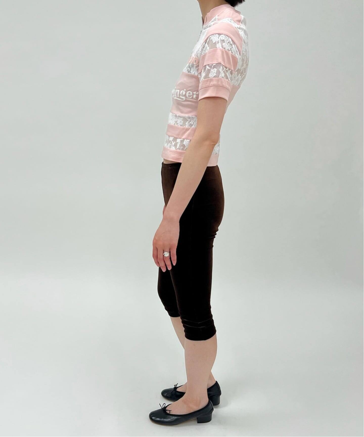 yuhan wang ユハンワン　ピンクニットトップス YUHAN WANG/ユハン ワン】sport lace cycling top（Tシャツ